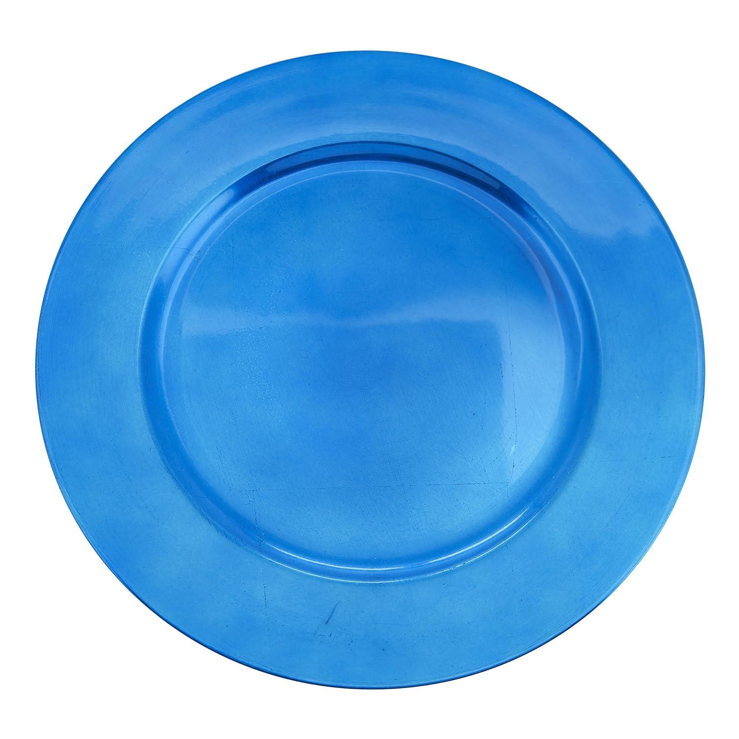 Saro Lifestyle Classic Solid Color Charger Plates, Cobalt Blue, 13" Round