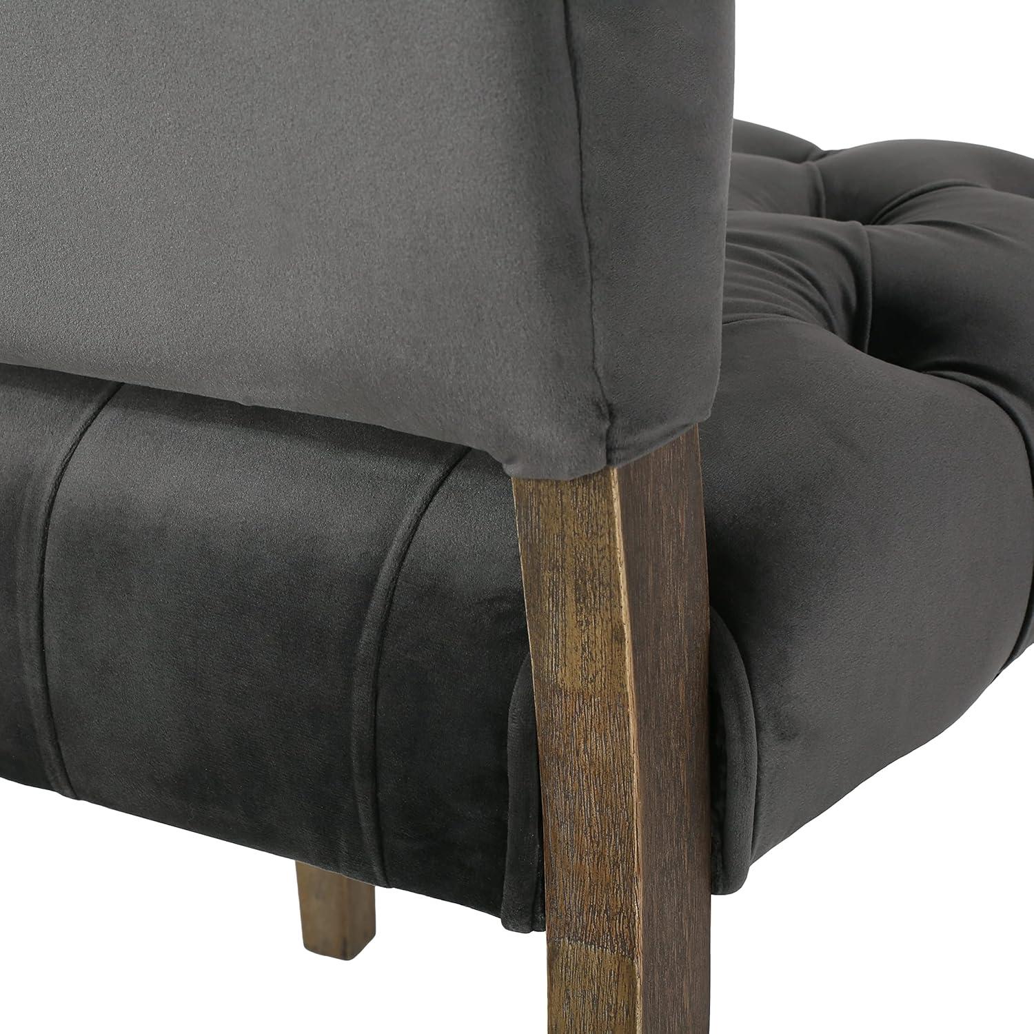 Set of 2 Saltillo New Velvet Dining Chair Charcoal - Christopher Knight Home: Upholstered, Button Tufted