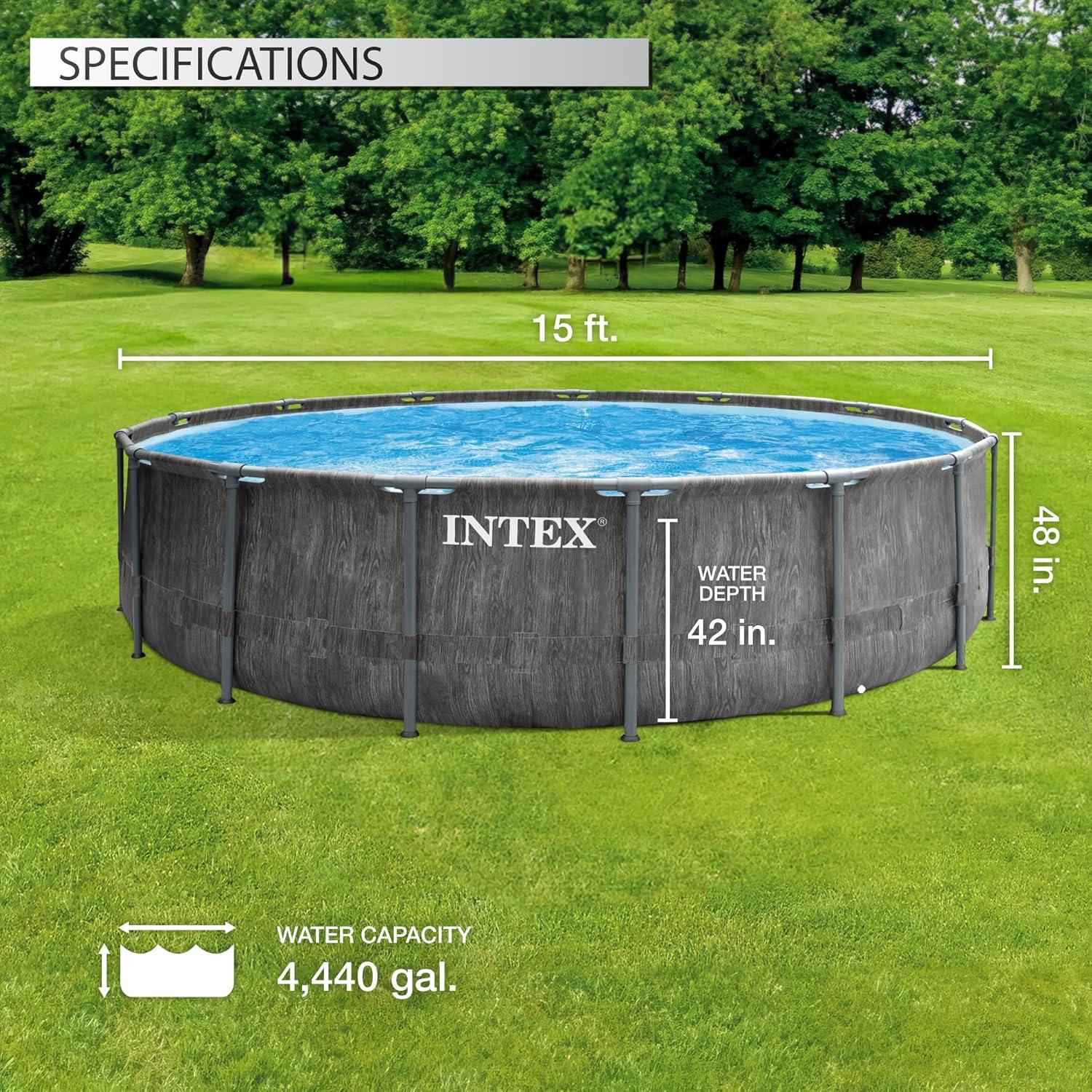 Intex Greywood 15' x 48" Round Above Ground Pool Set with Pump