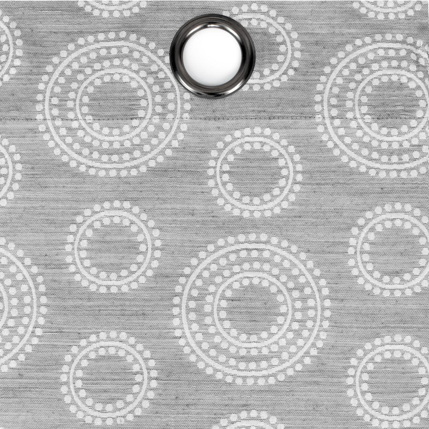 Achim Constellation Jacquard Circles Grommet Light Filtering Curtain Panel, Grey, 52" x 84"