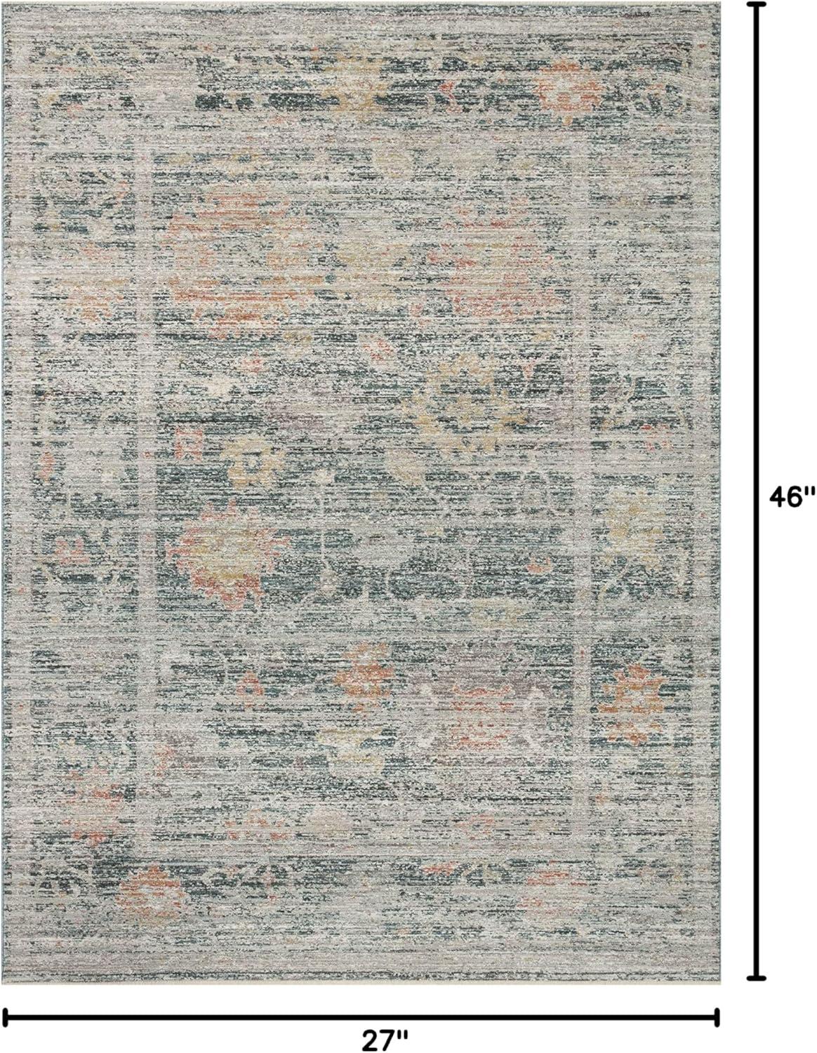 Millie Blue and Multicolor Floral Synthetic 2' x 4' Accent Rug