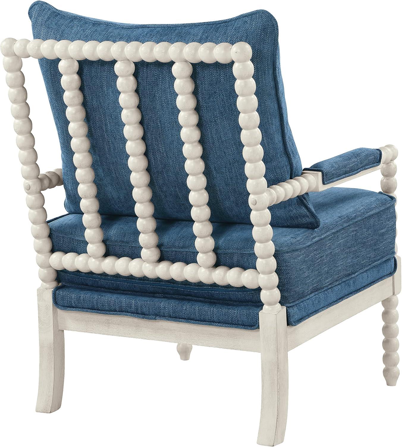 Kaylee Classic Blue Spindle Chaise with White Wood Frame