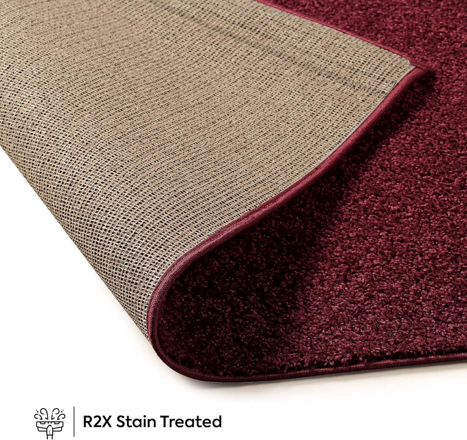 Furnish My Place Modern Plush Pet and Kids Friendly Solid Color Burgundy Area Rugs, Stain & Fade Resistance, Made in USA, Perfect for Living Room, Dining Room, Bedroom, Playroom and Kidsroom, Event, Wedding Rug