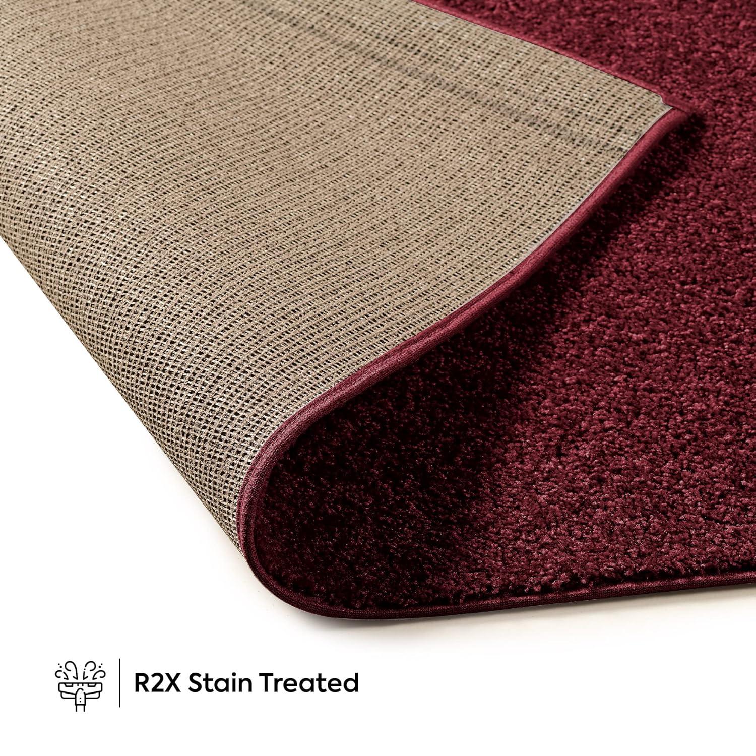 Furnish My Place Modern Plush Pet and Kids Friendly Solid Color Burgundy Area Rugs, Stain & Fade Resistance, Made in USA, Perfect for Living Room, Dining Room, Bedroom, Playroom and Kidsroom, Event, Wedding Rug