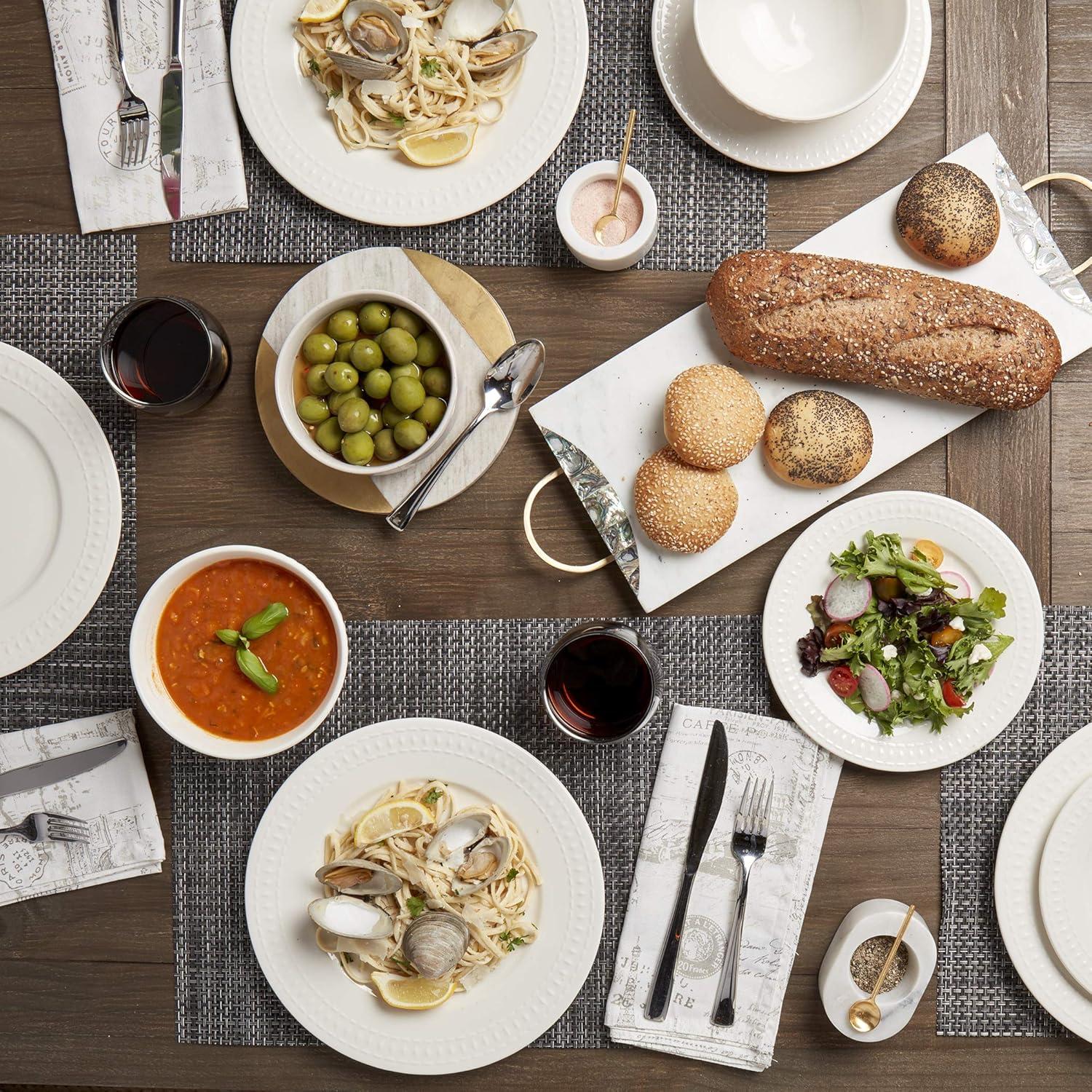 Ivory Dinnerware Tabletops Gallery 3 piece Serving Bowl Set Bloom Embossed White