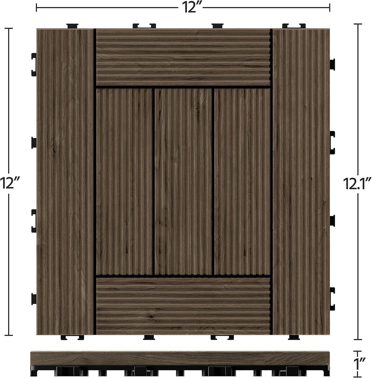 Natural Fir Wood Interlocking Deck Tiles for Outdoor Patio