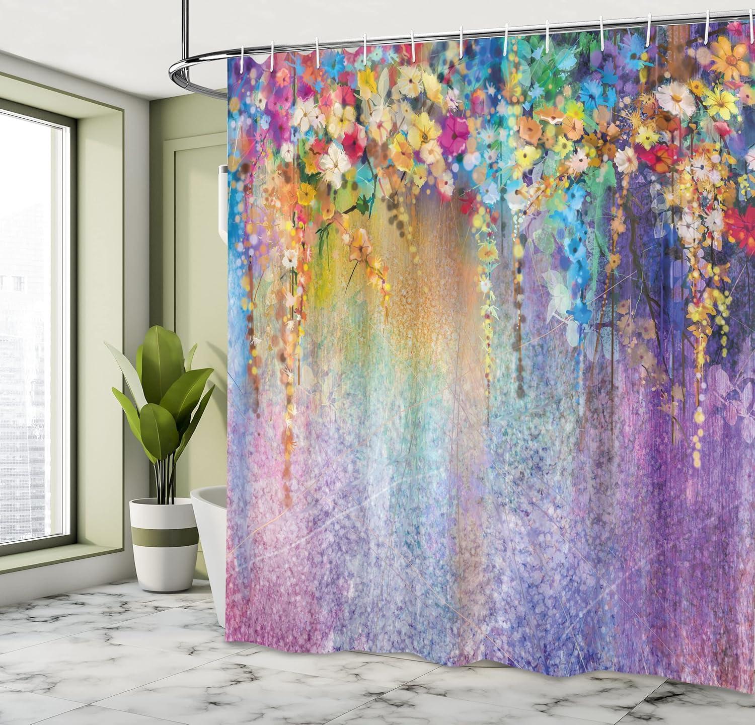 Mixed Shower Curtain with Hooks Included