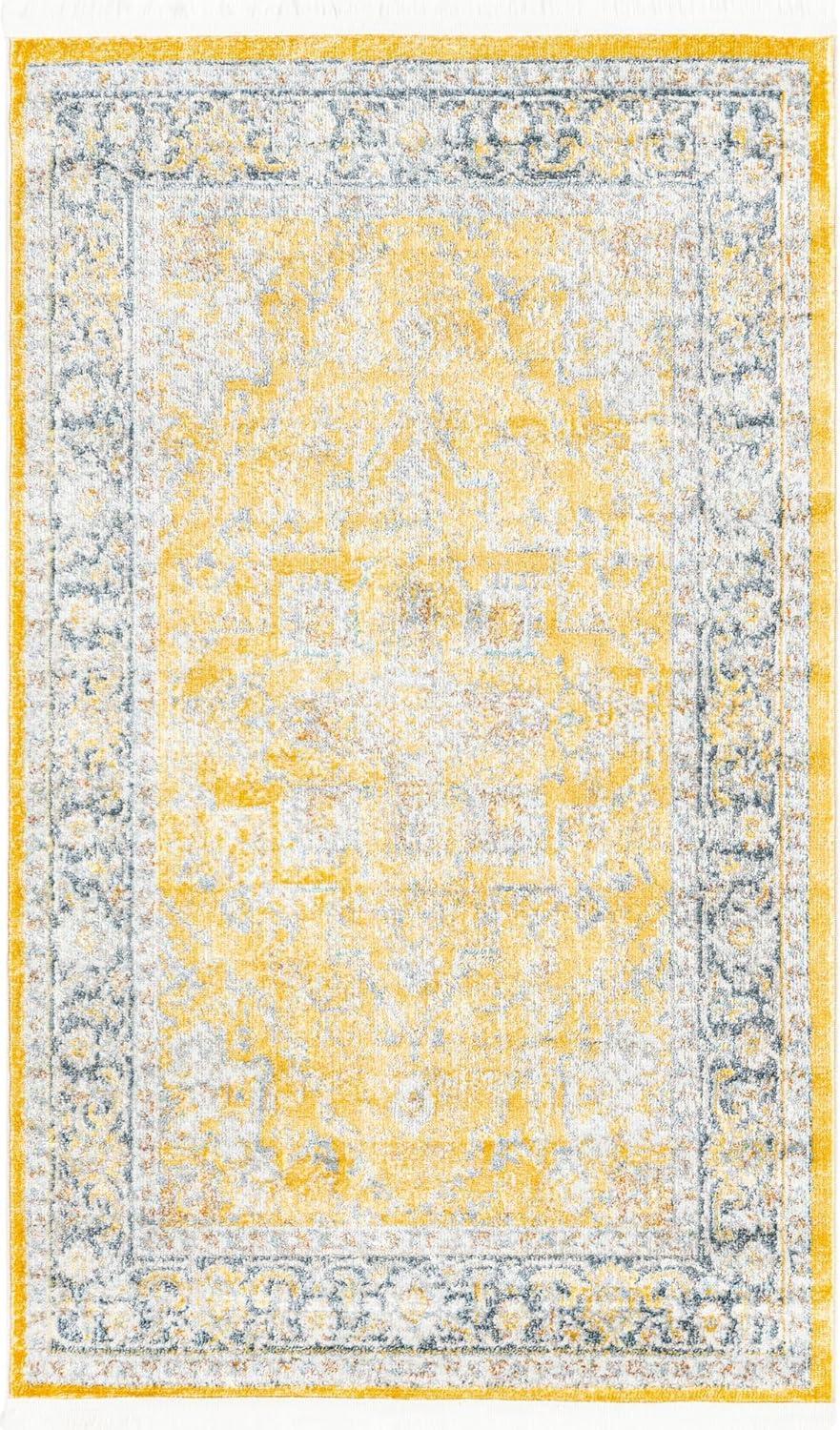 Unique Loom Baracoa Collection Area Rug - Prado (3' 3" x 5' 3" Rectangle Yellow/Ivory)