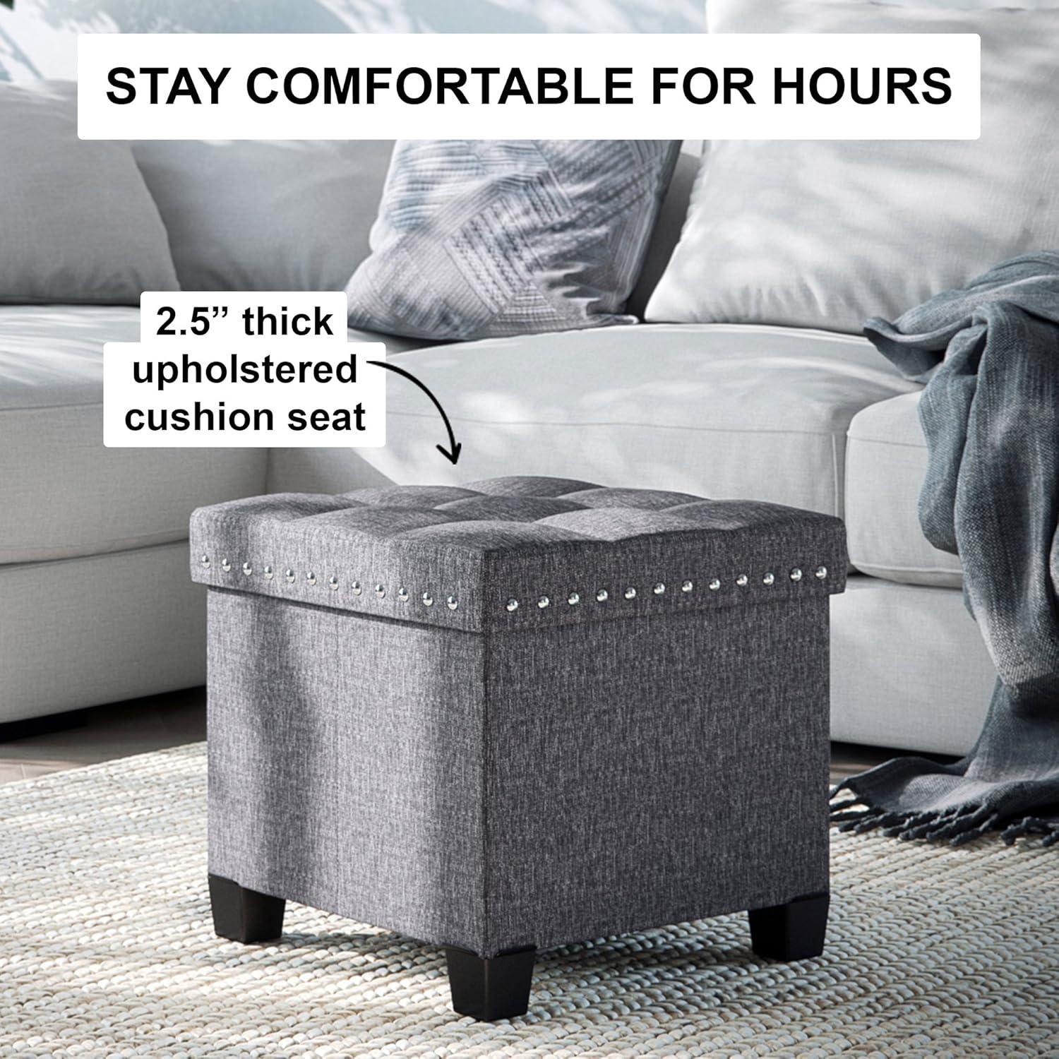 15" Payton Storage Cube Tufted Upholstered Ottoman - Nathan James