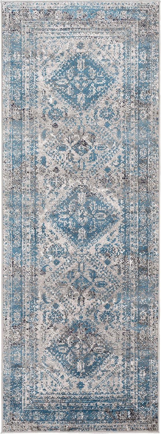 Livabliss Monte Carlo Vintage Oriental Runner Area Rug,2'7" x 7'3",Light Grey