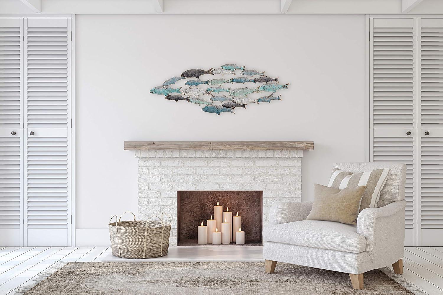 Storied Home Rubber Wood School of Fish Wall Decor