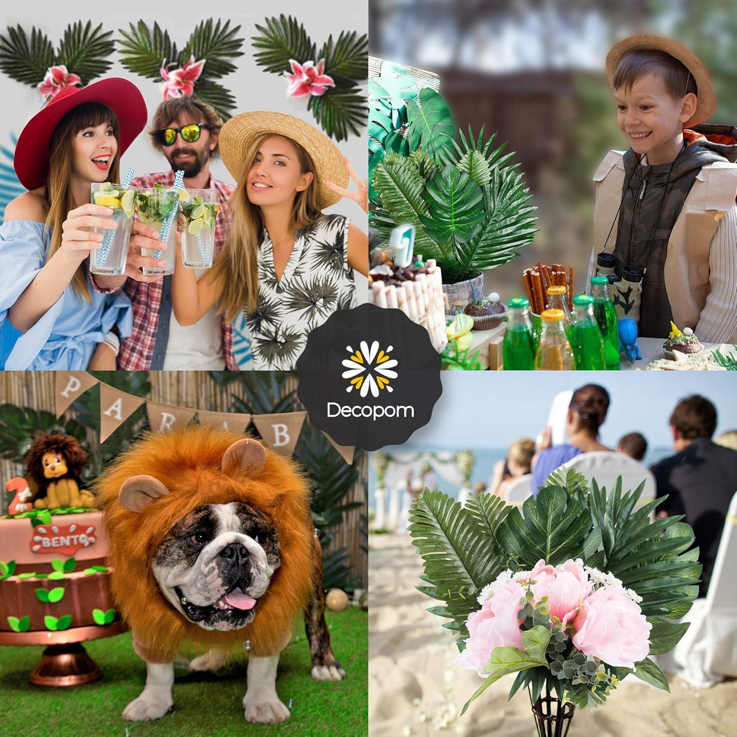 Large Green Artificial Palm Leaf Arrangement for Tabletop Centerpiece