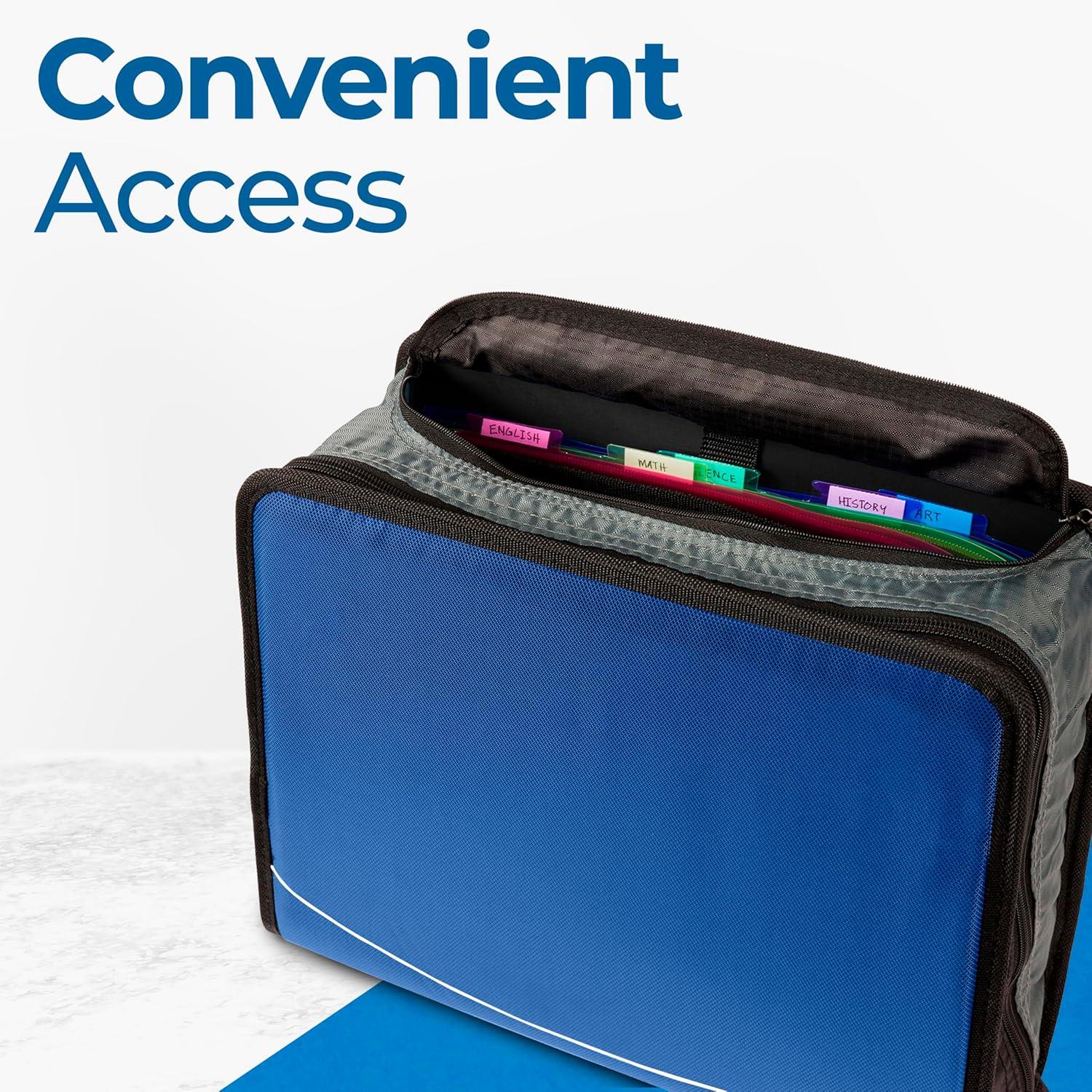 Case it King Size Mighty Zip Tab Binder, 3 Rings, 4" Capacity, 11 X 8.5, Midnight Blue