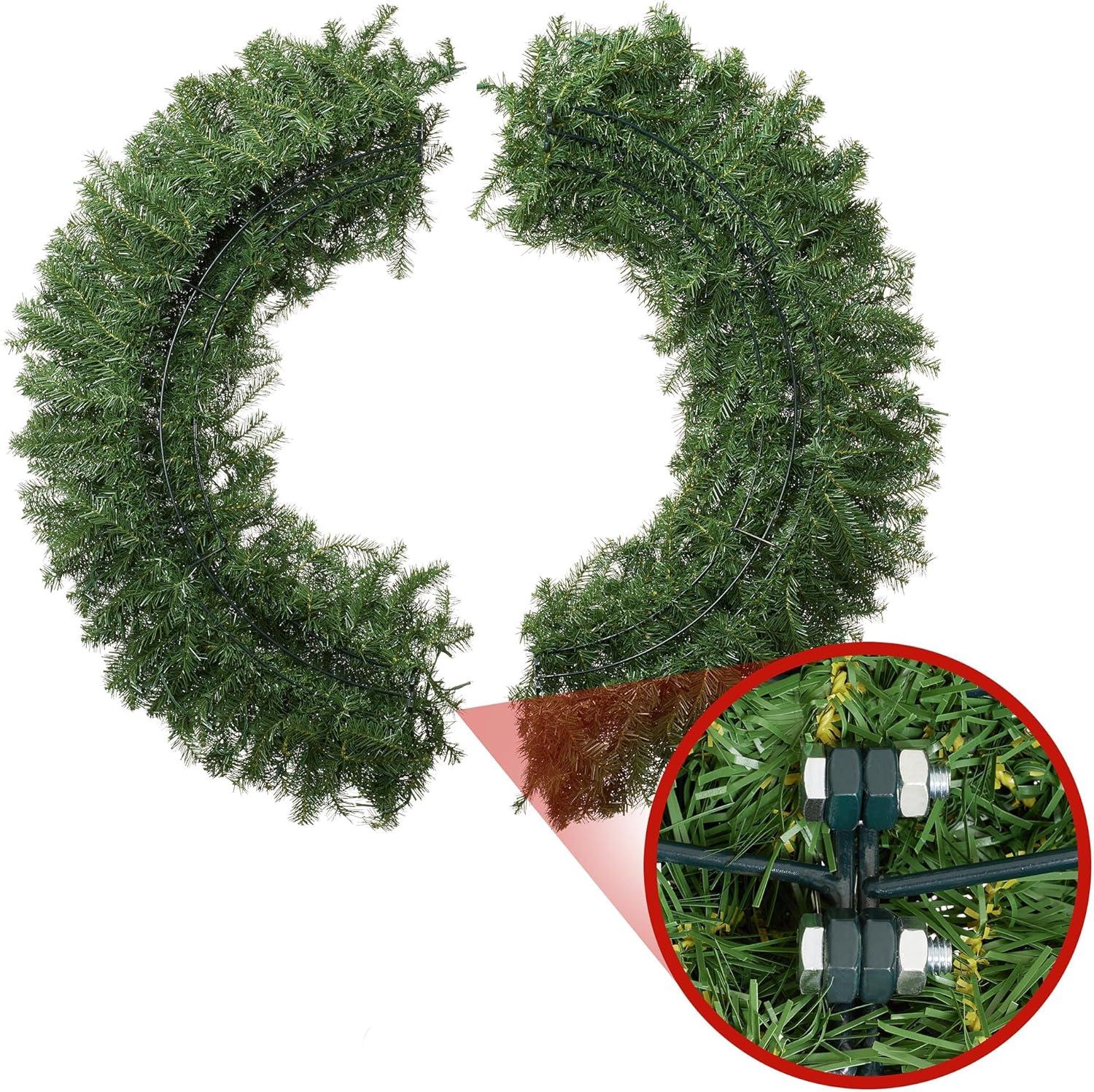 Casafield Artificial Christmas Wreath for Front Door, Window or Mantel, Green Fir Indoor/Outdoor Holiday Décor