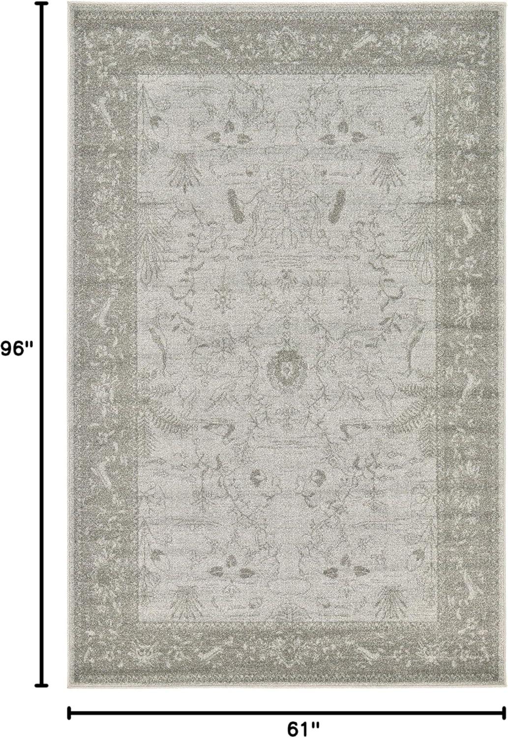 La Jolla Light Gray Floral Synthetic 5' x 8' Area Rug