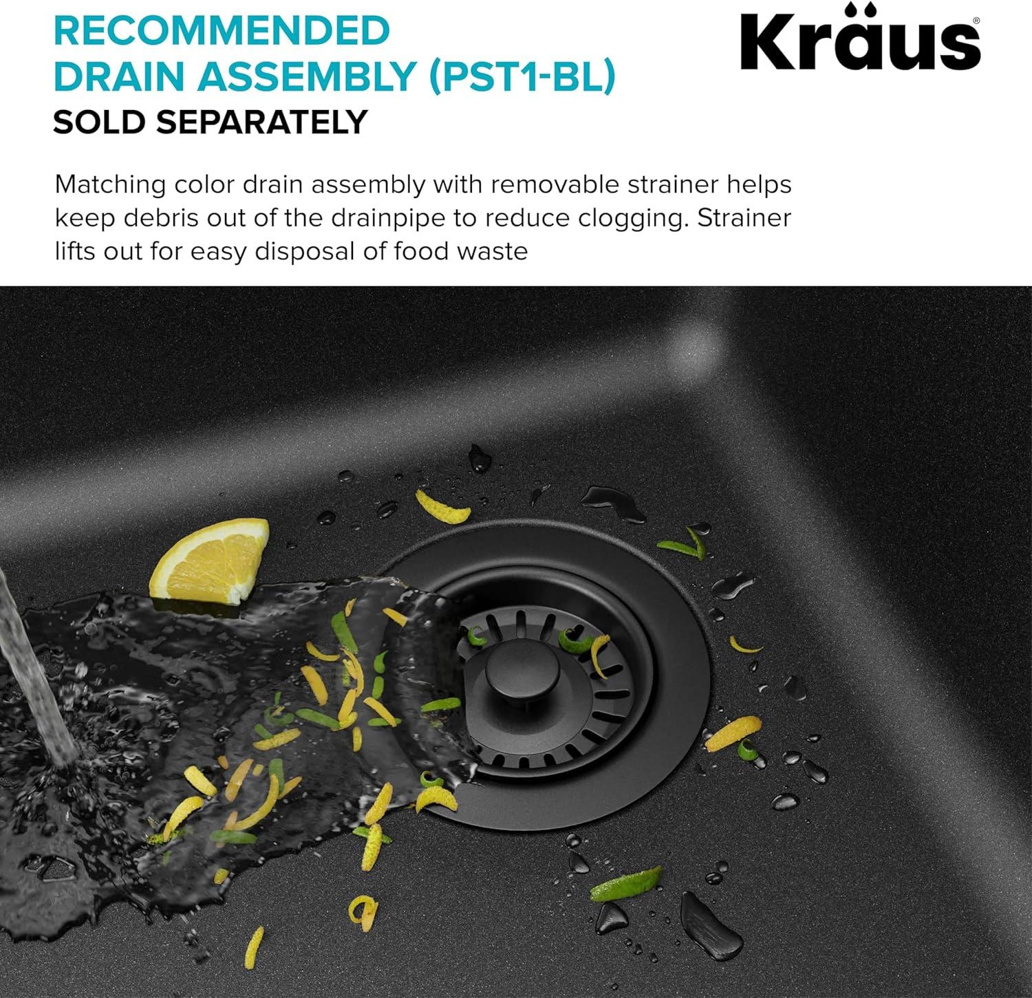 KRAUS Quarza™ 33" L Dual Mount 60/40 Double Bowl Granite Kitchen Sink