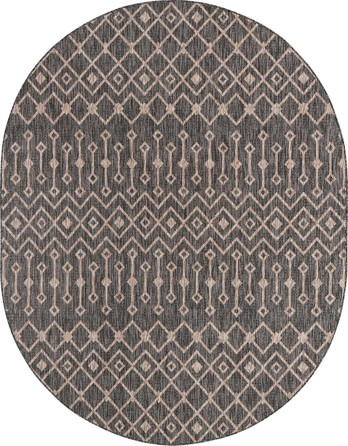 Unique Loom 7' 10 x 10' 0 Oval Indoor/Outdoor Trellis Charcoal Gray Area Rug