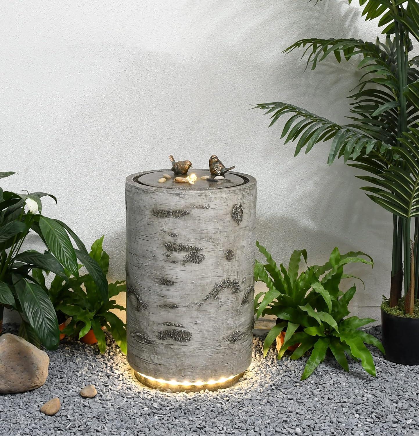 Hi-Line Gift Ltd. 21.5" H Bird Bath Fountain with Warm White LEDS