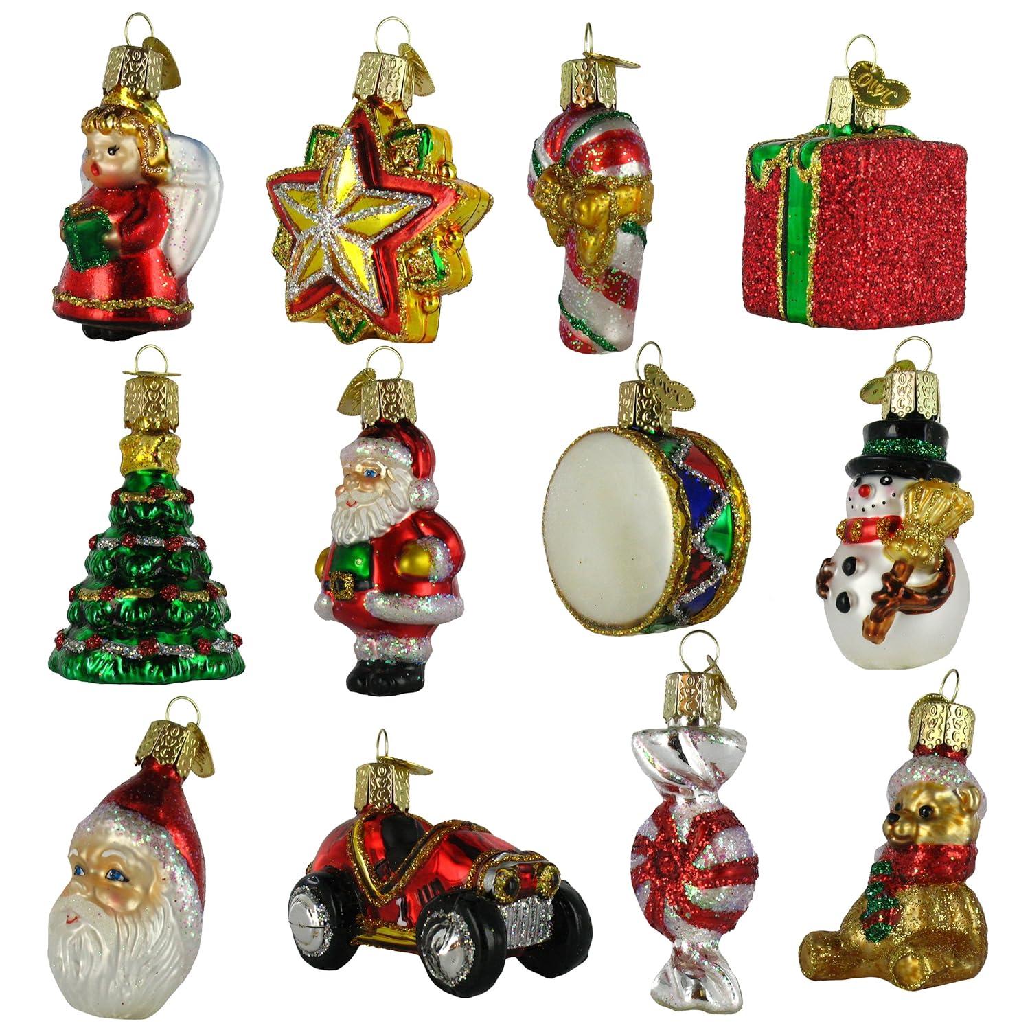Old World Christmas 2.75 In Mini Christmas Set Ornament St/12 Santa Star Tree Ornament Sets
