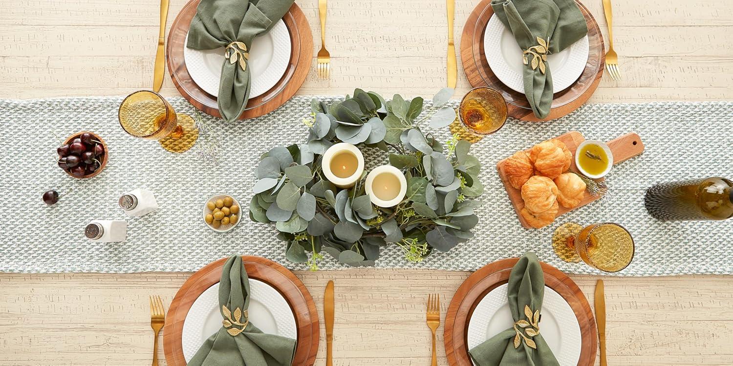DII Textured Cotton Table Runner, Jadeite, 15"W x 108"L
