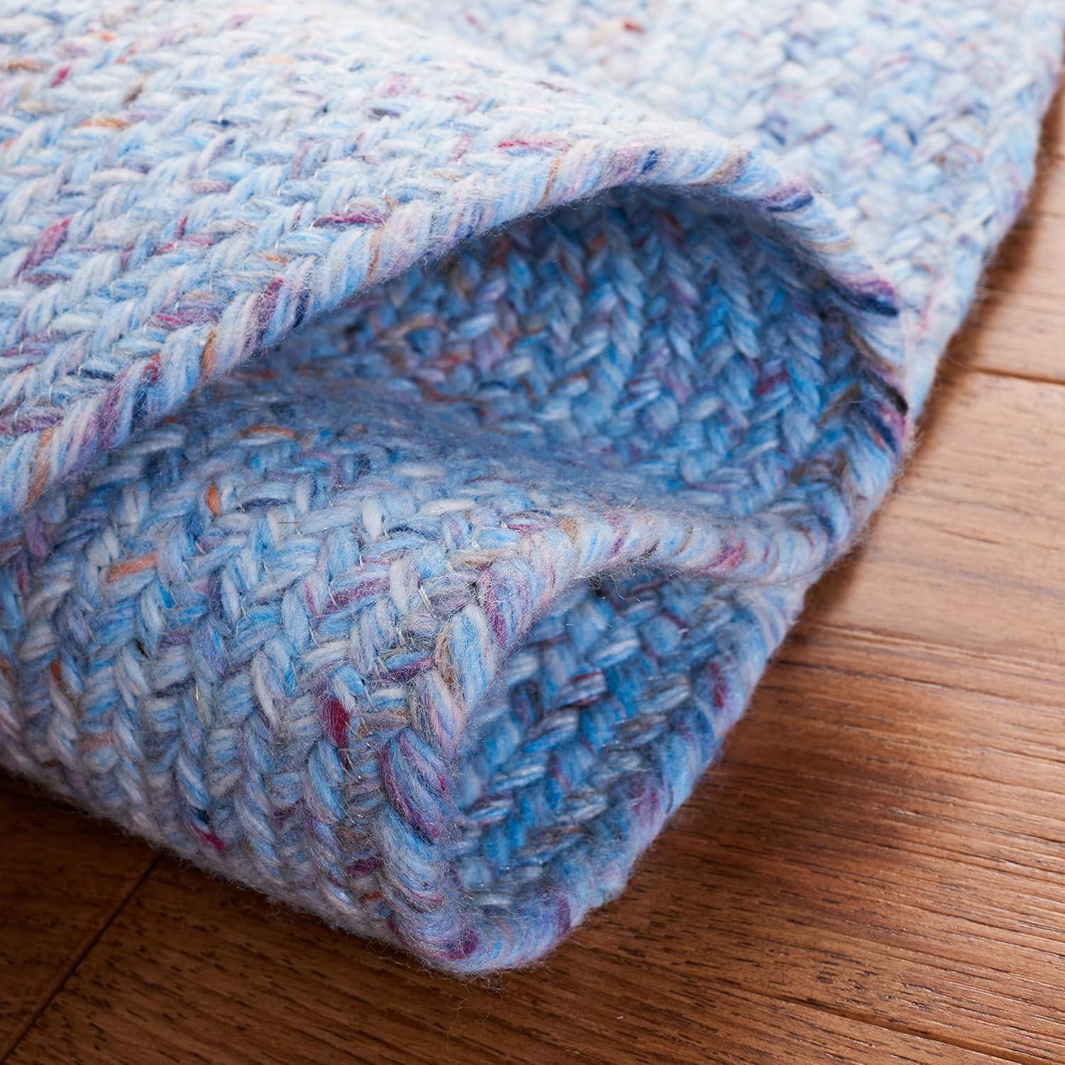 Braided BRD804 Hand Woven Area Rug - Light Blue/Red - 3' round - Safavieh.
