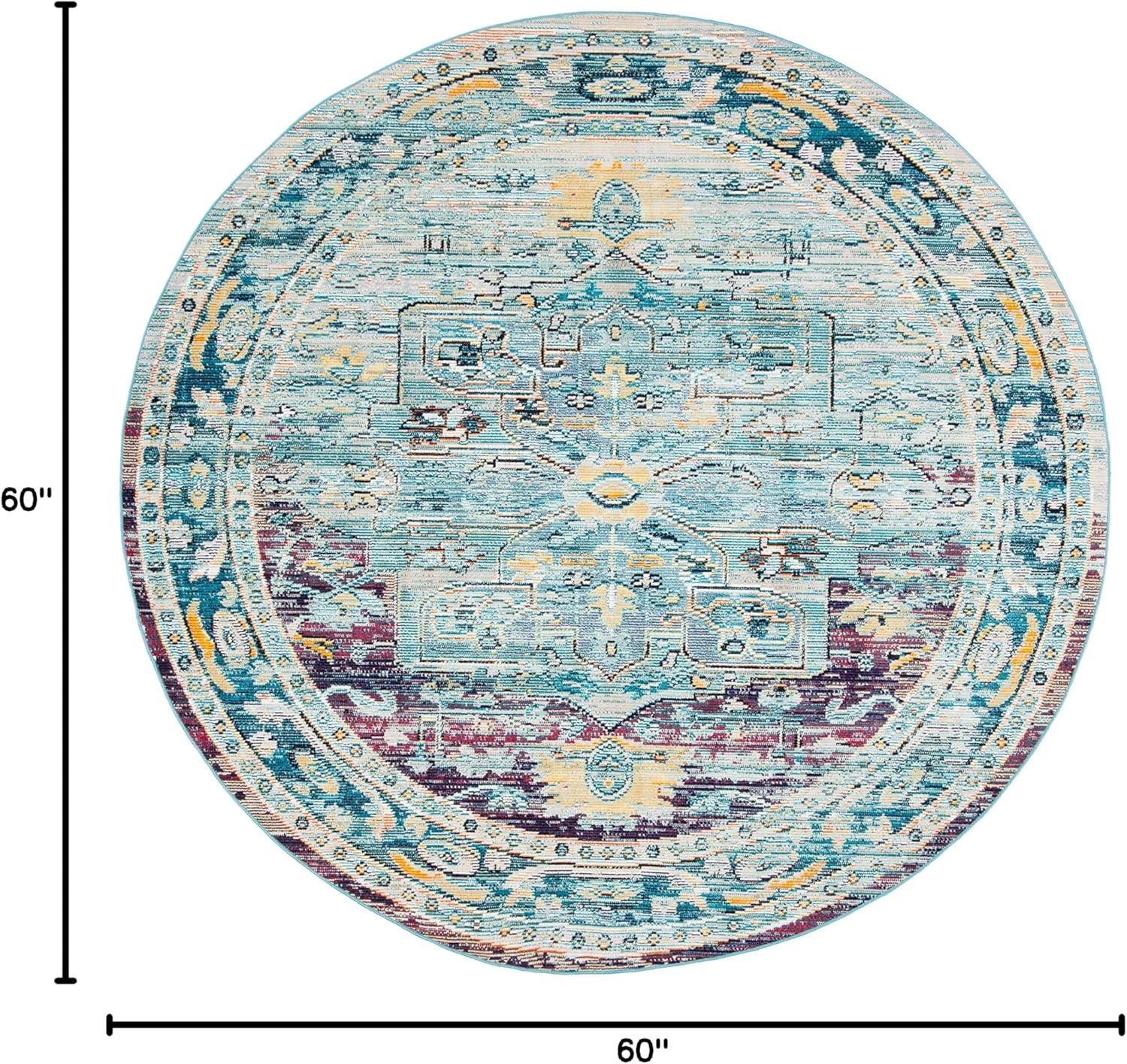 SAFAVIEH Crystal Jonette Traditional Area Rug, Teal/Purple, 5' x 5' Round