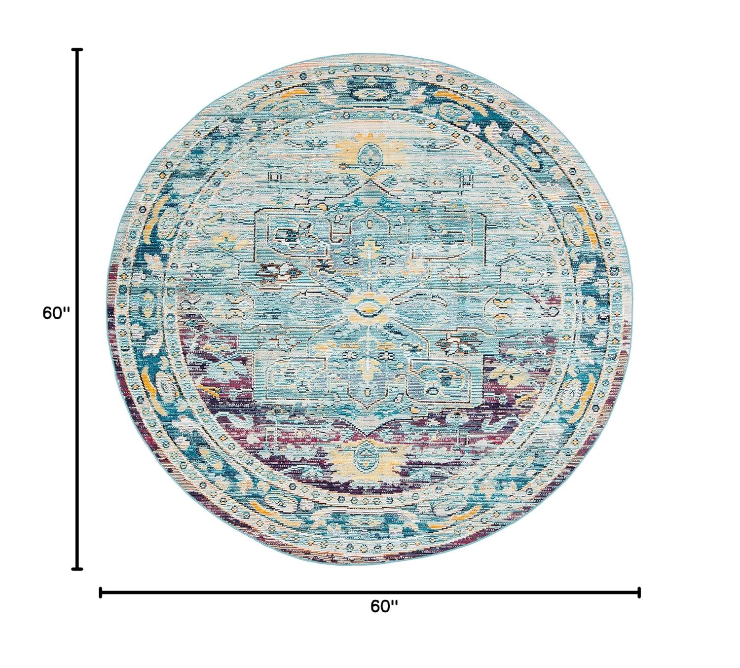 SAFAVIEH Crystal Jonette Traditional Area Rug, Teal/Purple, 5' x 5' Round