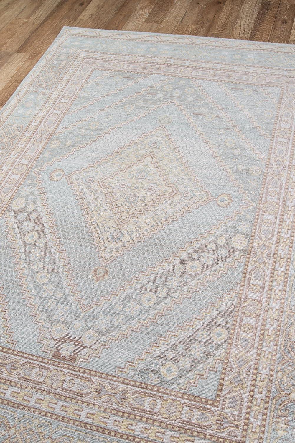 4'x6' Shapes Geometric Loomed Area Rug Blue - Momeni: Modern Indoor Low Pile Rectangle, Spot Clean, Polyester