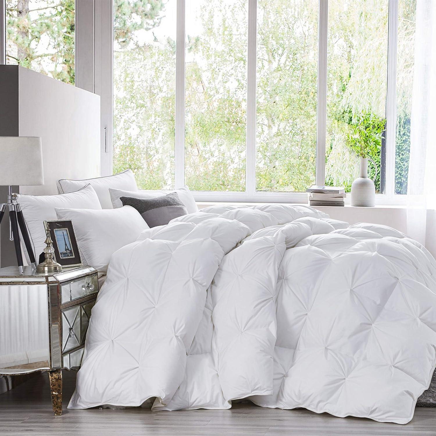 Luxurious King White Cotton Goose Down Comforter