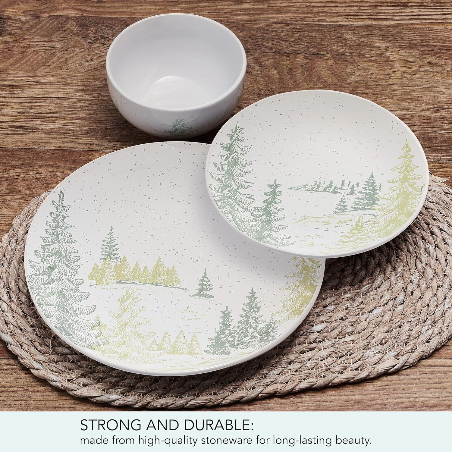 Pfaltzgraff Tranquil Trails 12 Piece Stoneware Dinnerware Set White