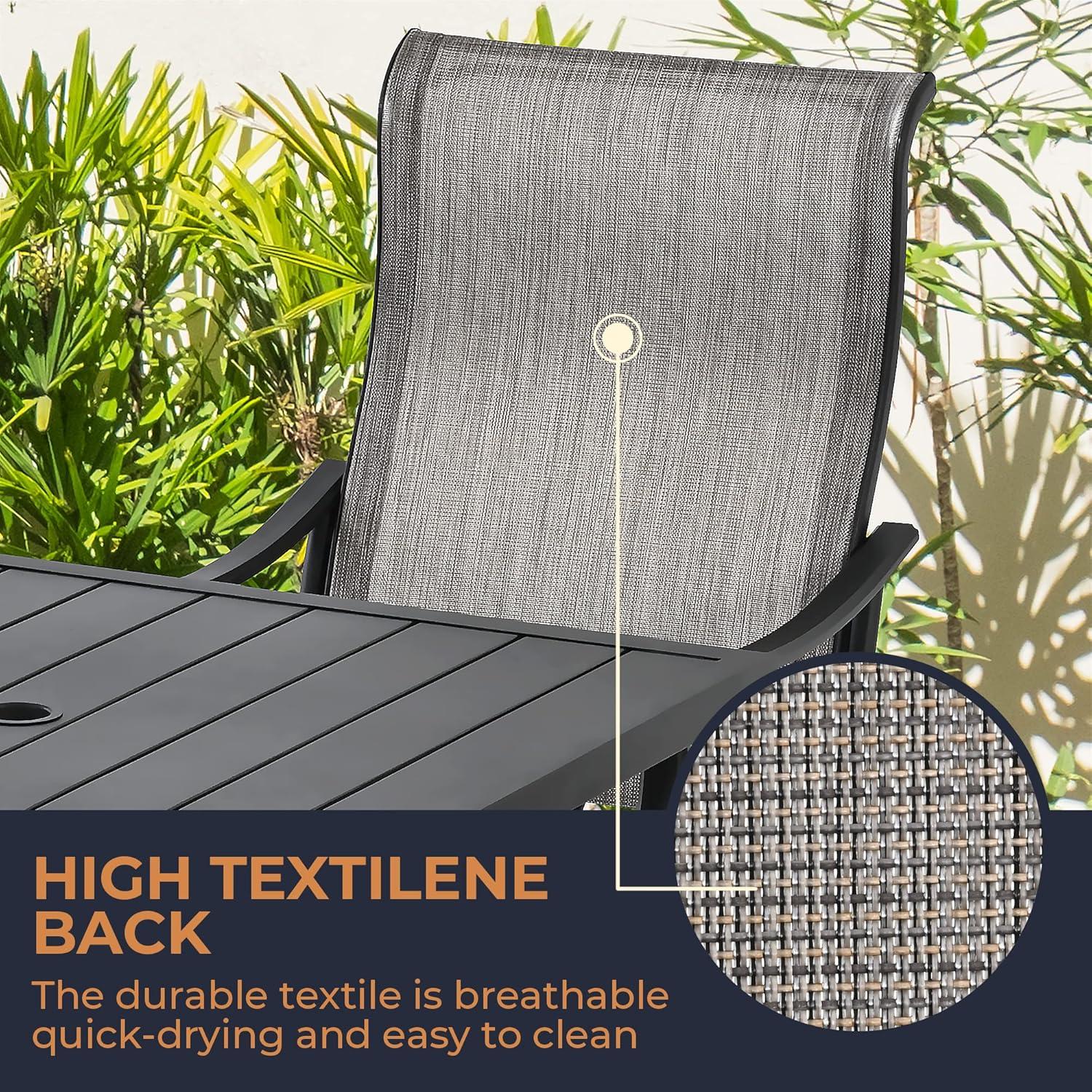 5 -Piece Gray Patio Dining Set Iron Square Table with 4 Gray Stationary Chairs