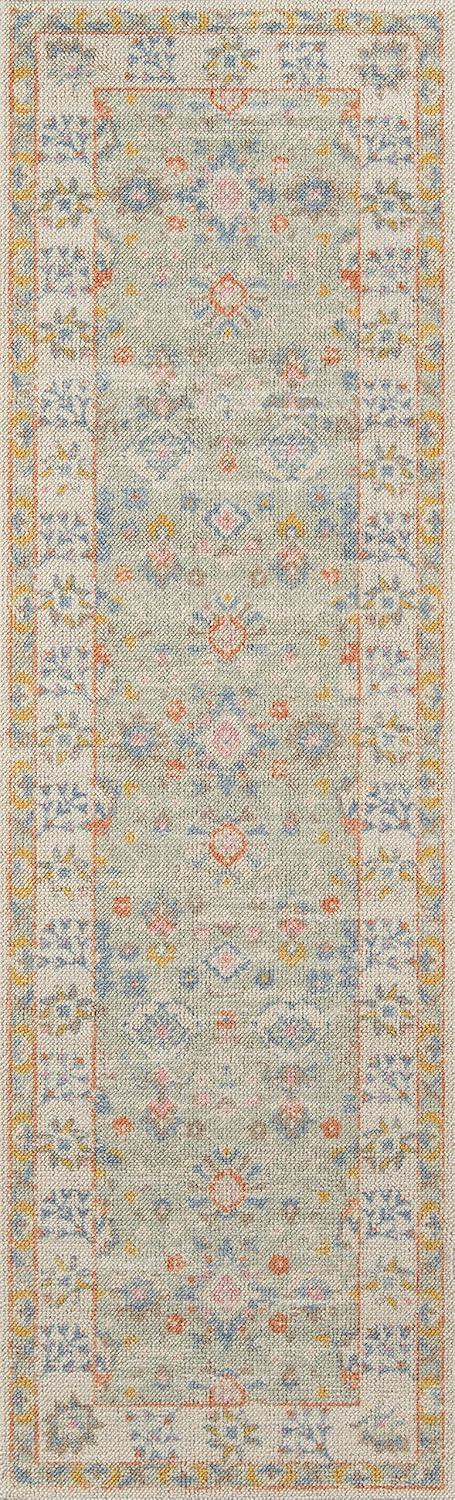 2'3"x7'6" Runner Anatolia Riylnn Rug Beige - Momeni: Wool & Nylon Low Pile Area Rug, Bohemian Floral Design