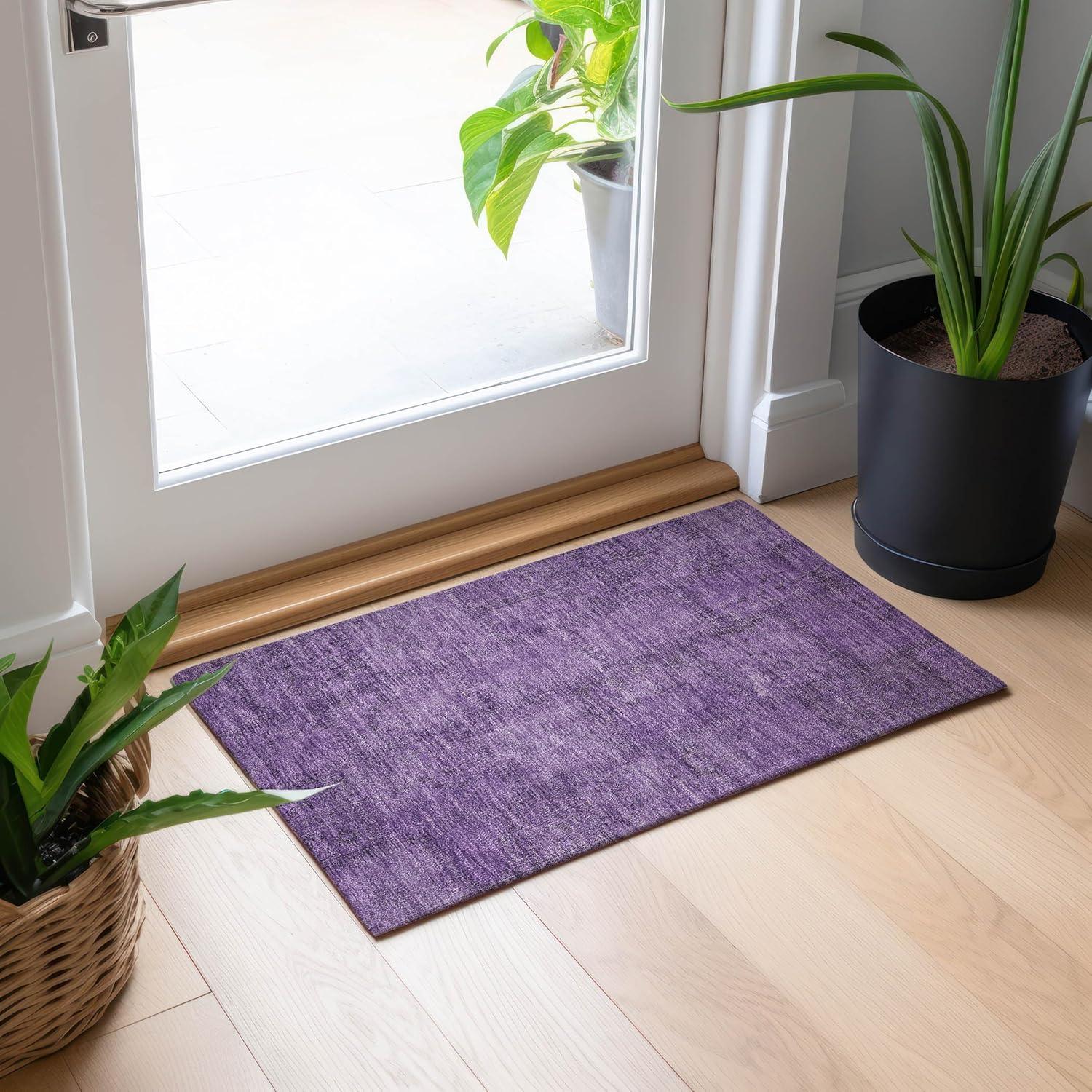 Purple Flat Woven Synthetic Indoor Outdoor Area Rug