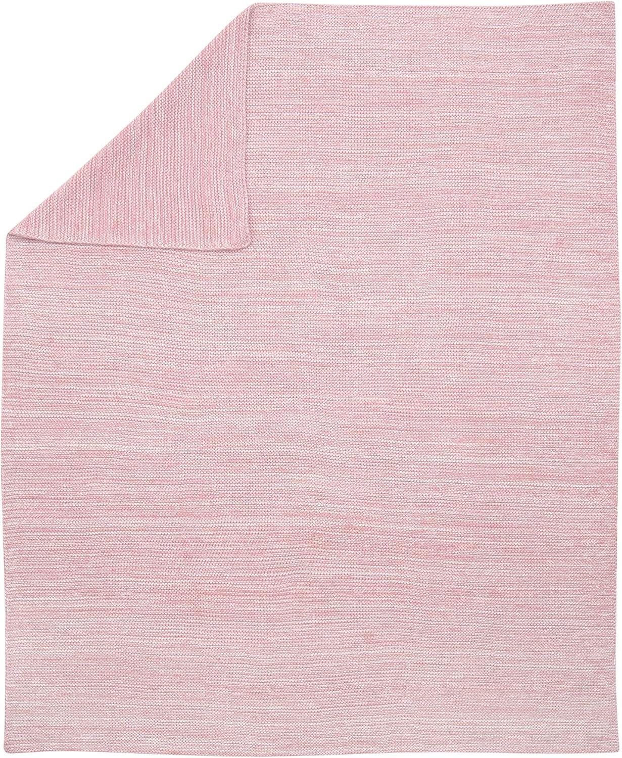 Lambs & Ivy Signature Pink/White 100% Cotton Marl Textured Knit Baby Blanket