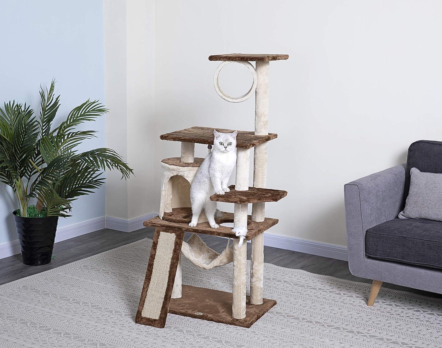 Go Pet Club 53" Kitten Cat Tree Condo with Scratching Board F711