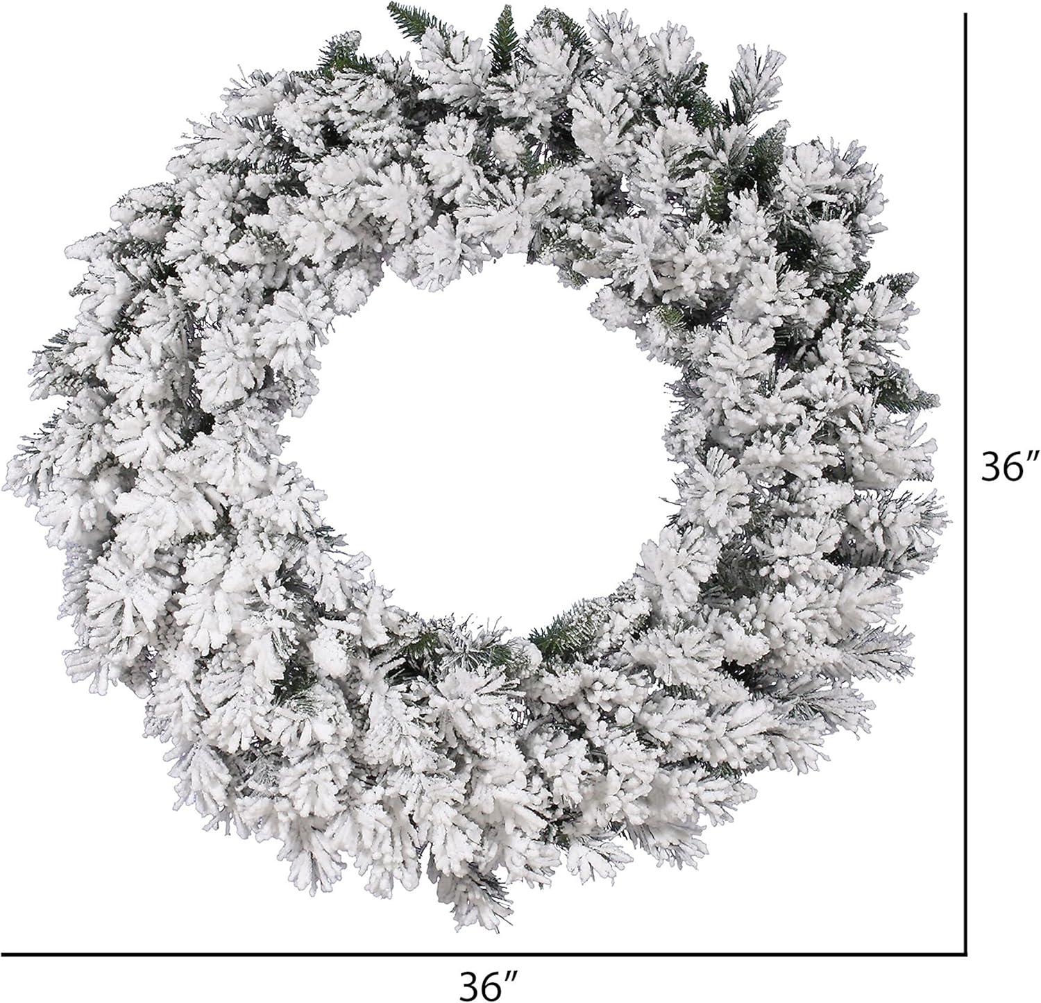 36" Flocked Snow Ridge Artificial Christmas Wreath with PVC Tips