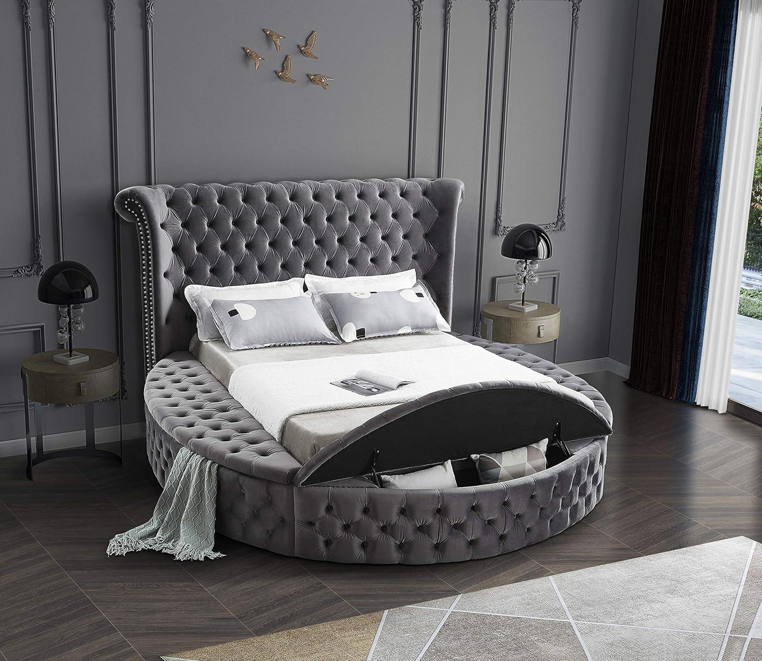 Meridian Furniture Luxus Gray Velvet King Bed