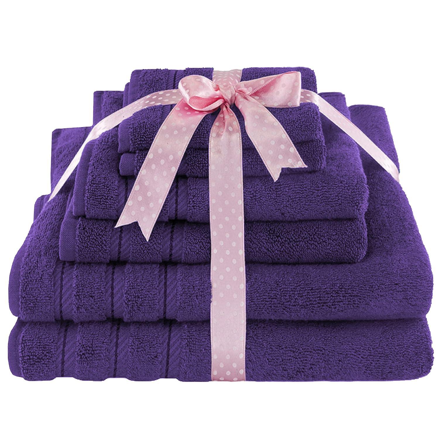 FAST APPLIANCES LLC Purple Bath Towels Set For Bathroom Soft Absorbent Durable 650 GSM Turkish Cotton Towel Set Of 6, 2 Large Bath Towels, 2 Hand Towels, 2 Washclothes