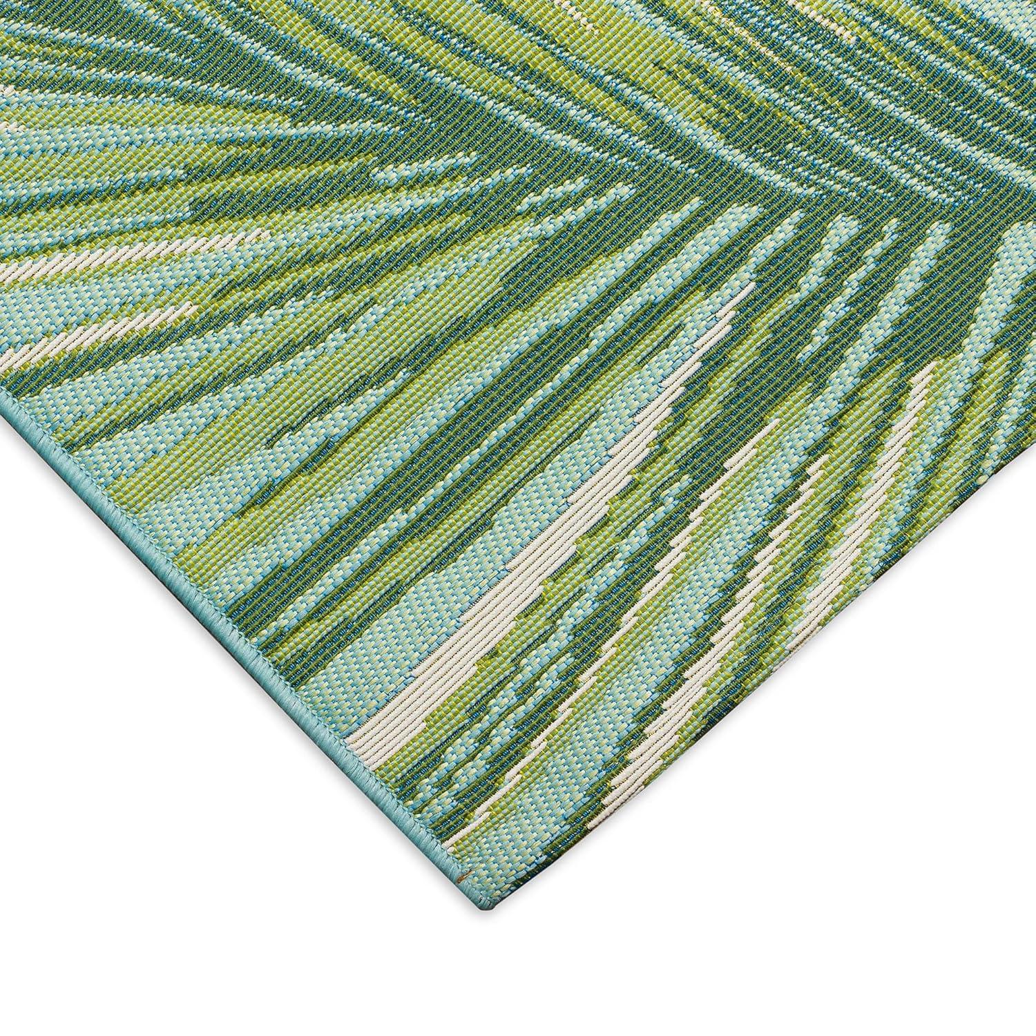 Liora Manne Marina Palm Border Indoor/Outdoor Rug Aqua 1'11" x 7'6"