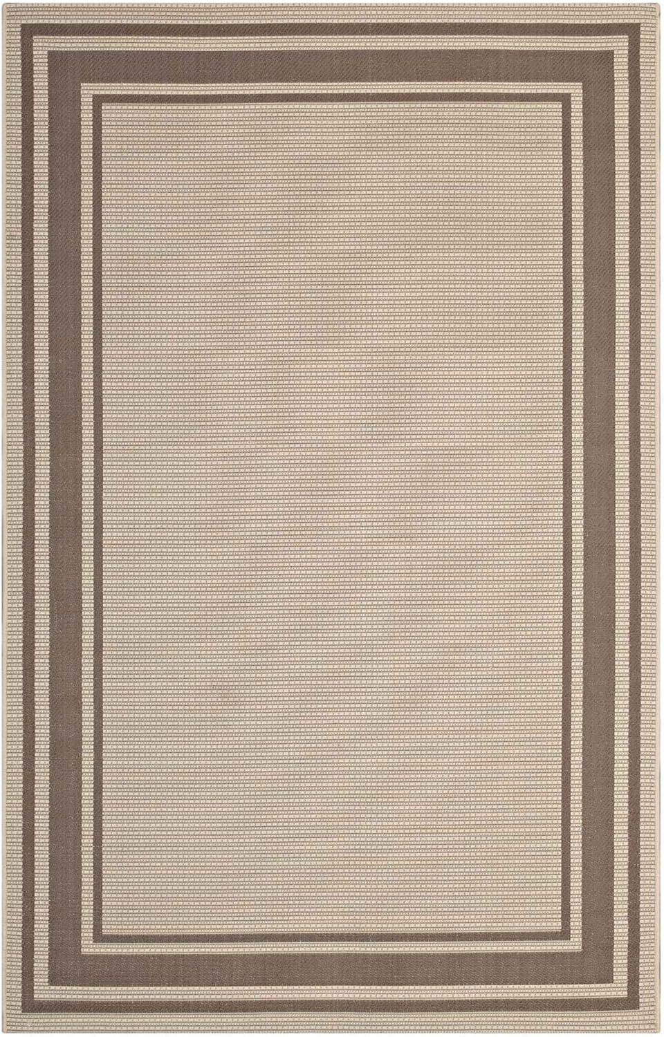 Rim Light and Dark Beige 5x8 Synthetic Indoor/Outdoor Area Rug