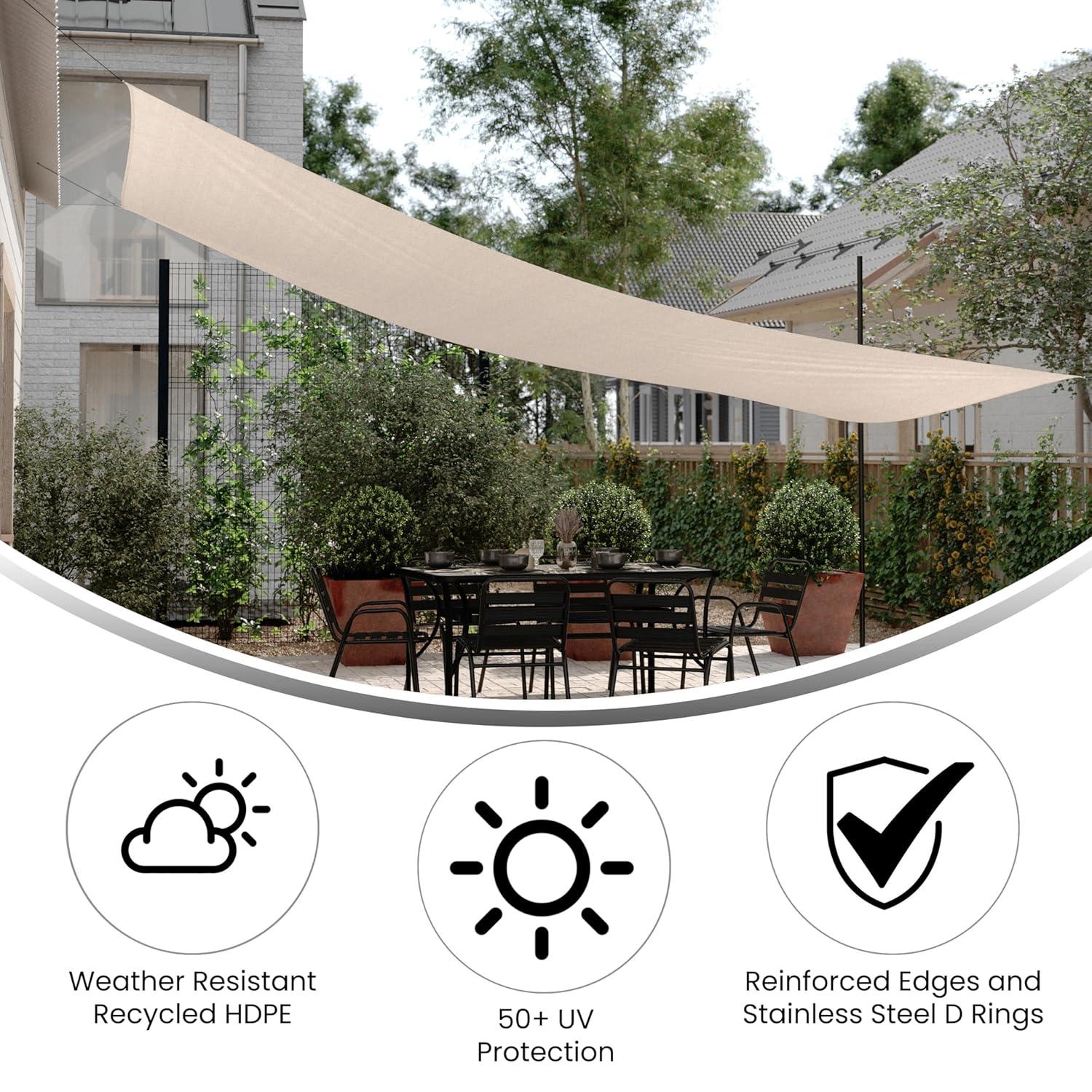 Weather Resistant Sun Shade Canopy with Included Nylon Ropes