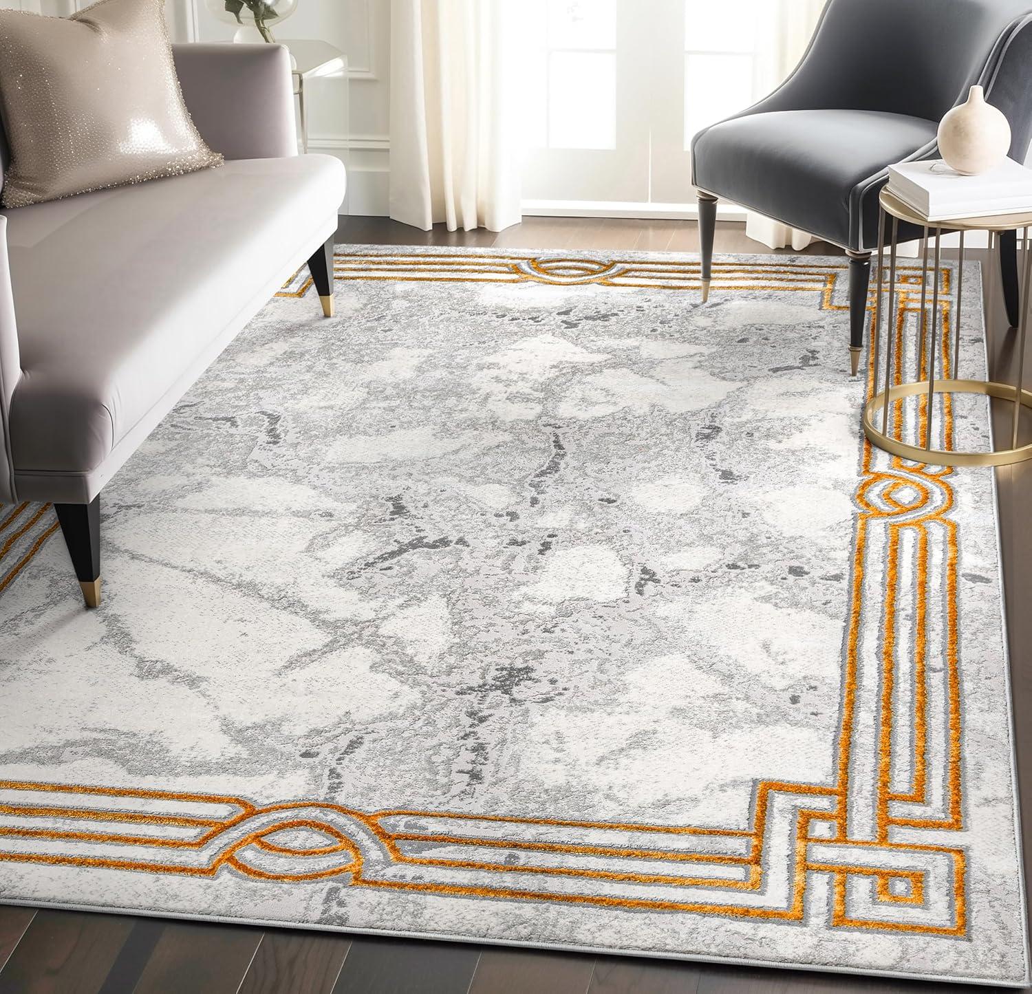 Well Woven Fairmont Ivory Gold Abstract Glam Area Rug