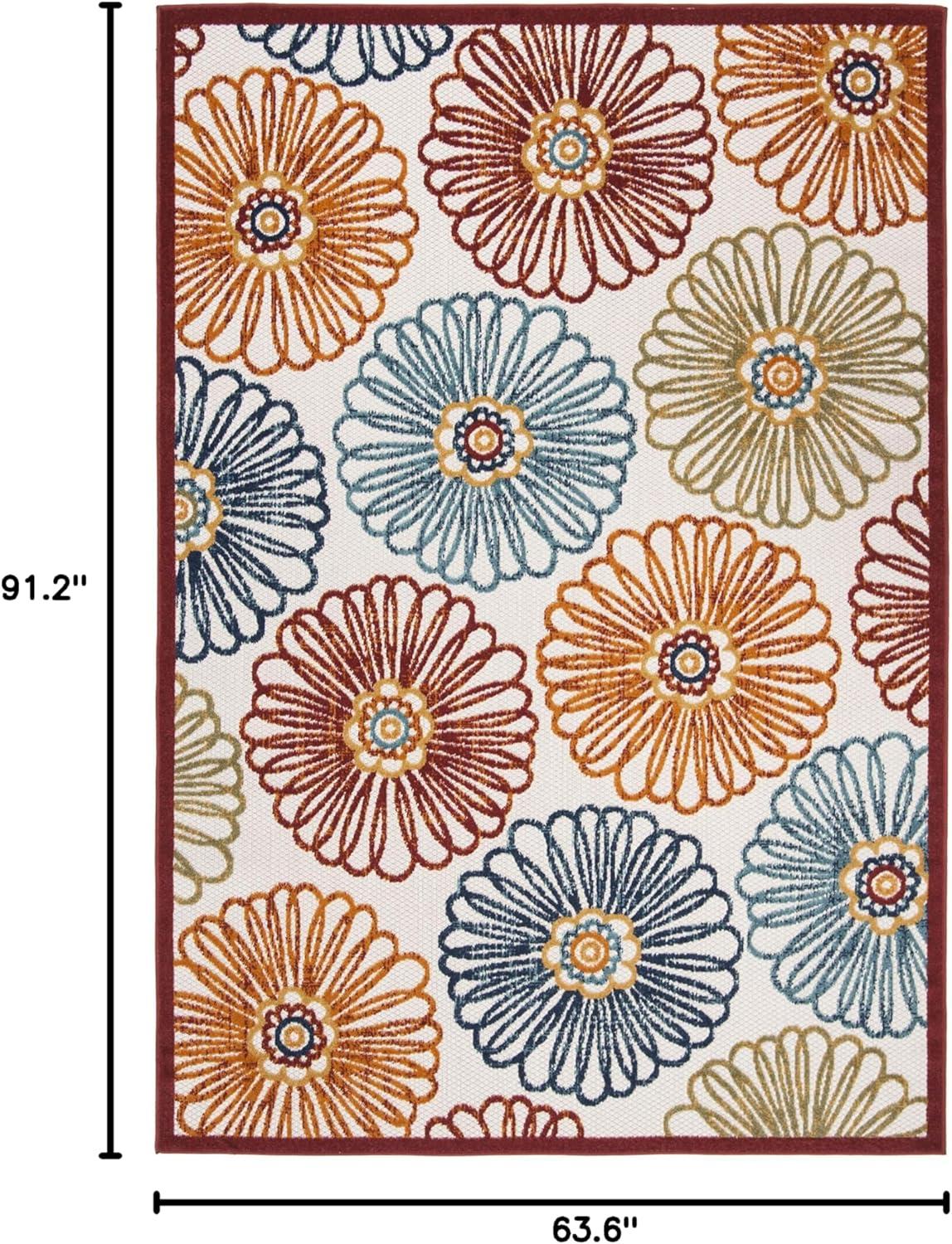 Cabana CBN801 Power Loomed Indoor/Outdoor Area Rug - Creme/Red - 5'3"x7'6" - Safavieh