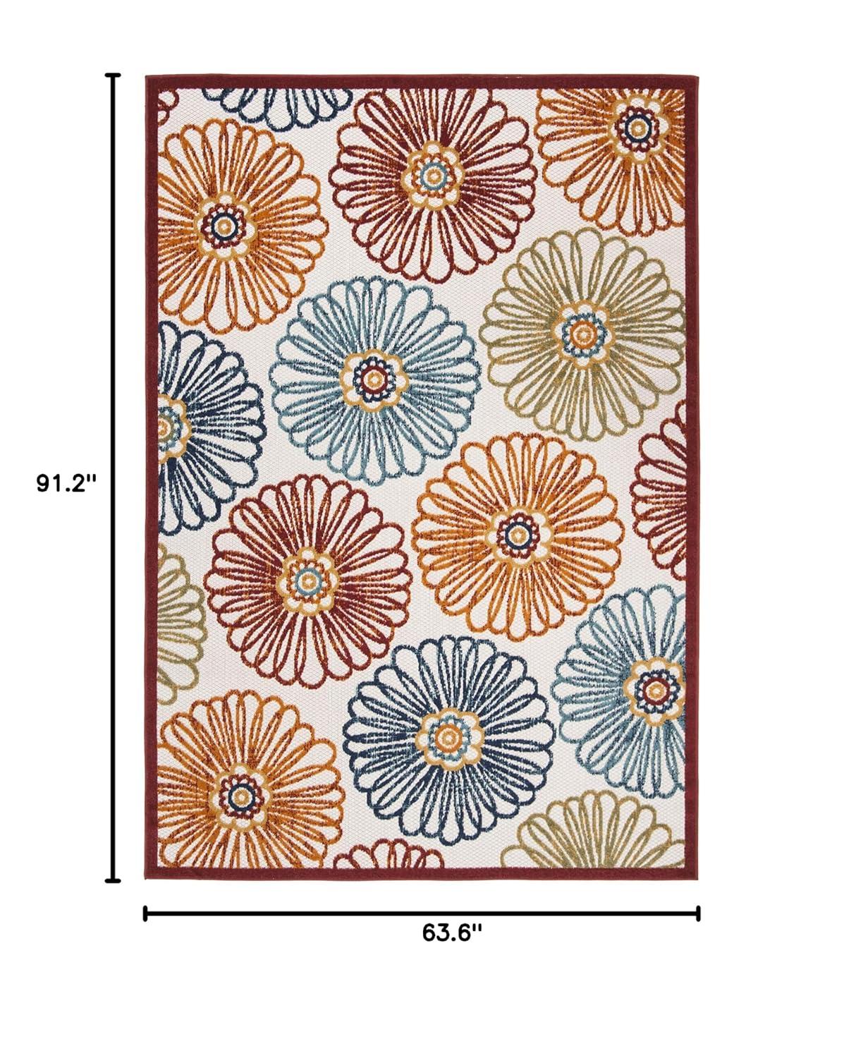 Cabana CBN801 Power Loomed Indoor/Outdoor Area Rug - Creme/Red - 5'3"x7'6" - Safavieh