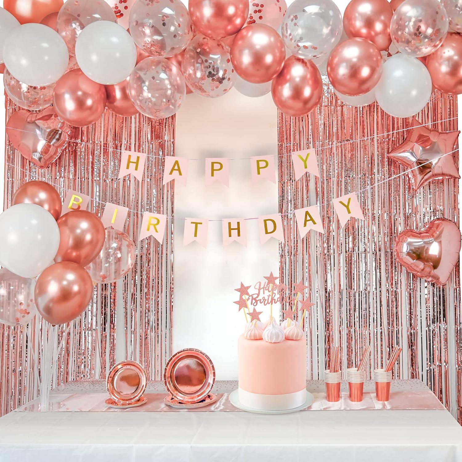 Rose Gold Birthday Party Decoration Kit for 25 Guests