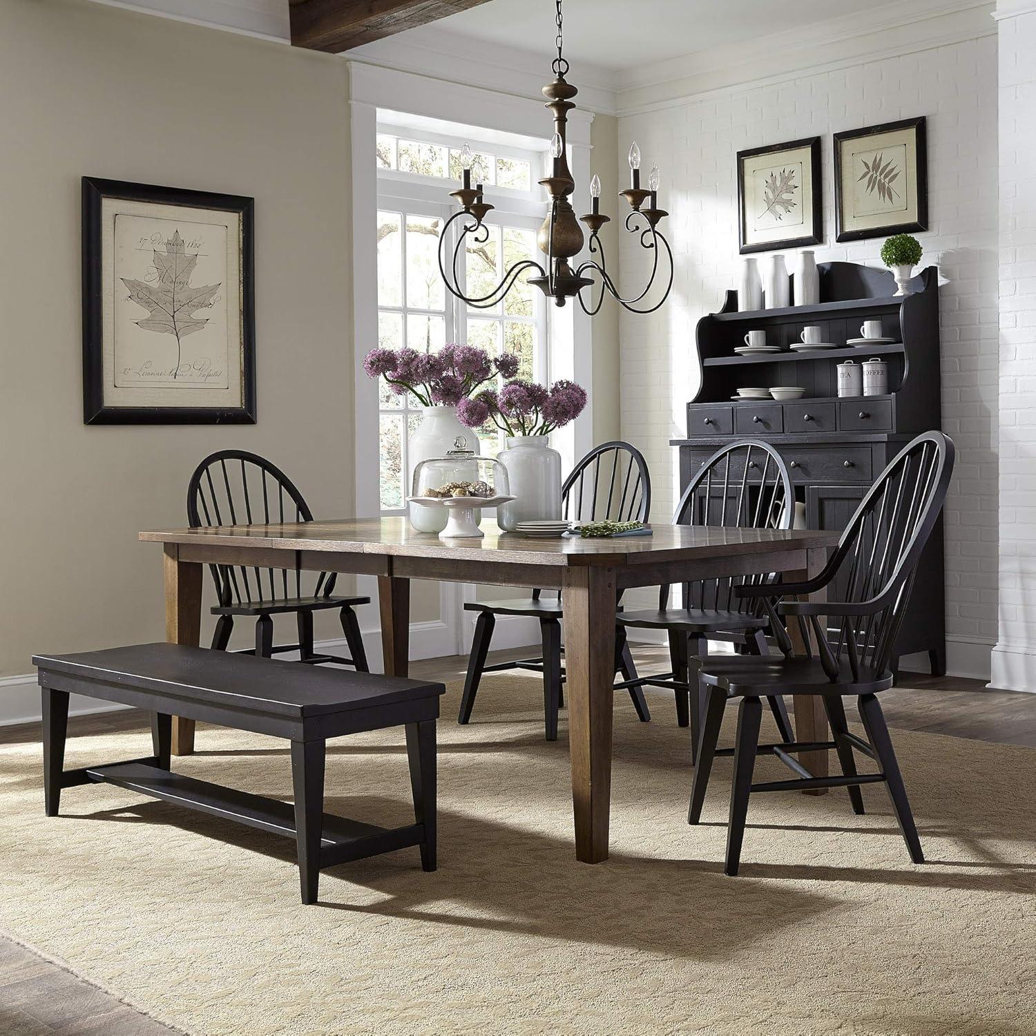 Traditional Black and Tobacco Oak 6-Piece Dining Set