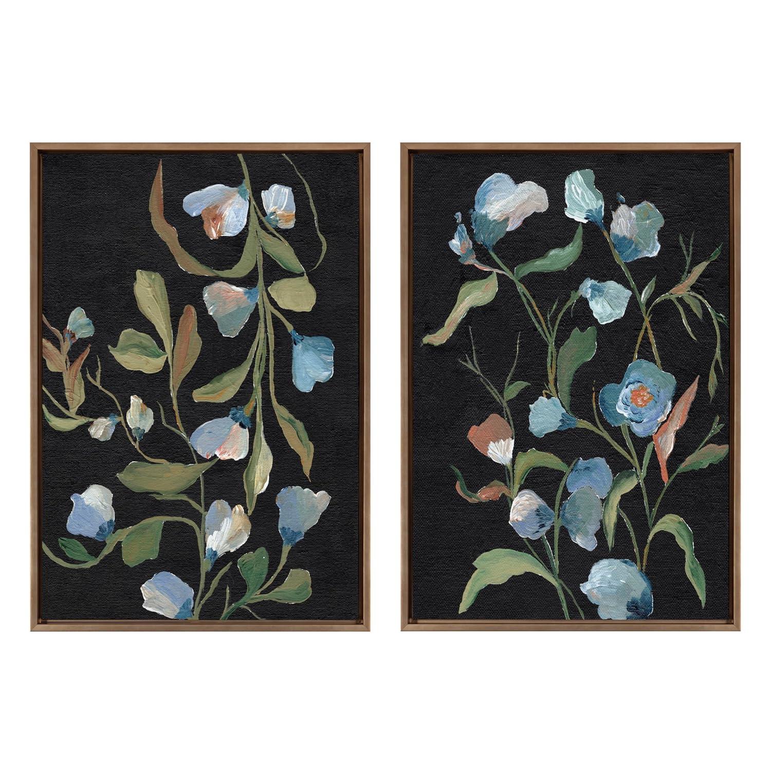 Kate & Laurel All Things Decor 23"x33" (Set of 2) Sylvie Foliage I and III Framed Canvas Arts by Nikita Jariwala Gold