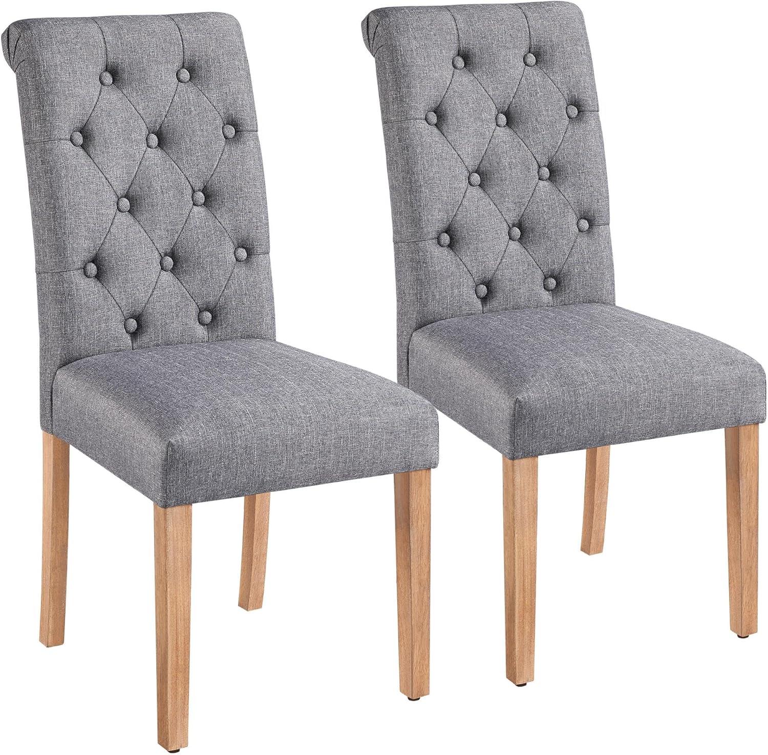 Alden Design Tufted Upholstered High Back Parson Dining Chair, Set of 2, Gray