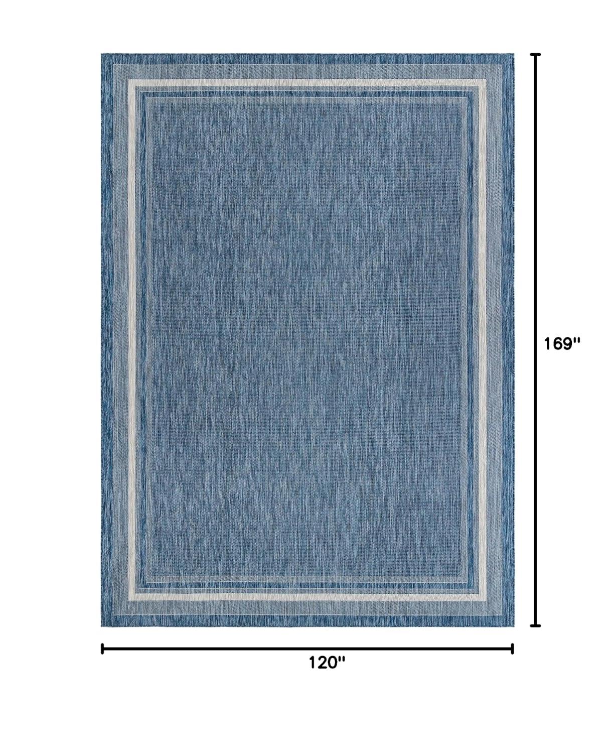 Unique Loom 10' 0 x 14' 0 Rectangle Indoor/Outdoor Border Blue Area Rug