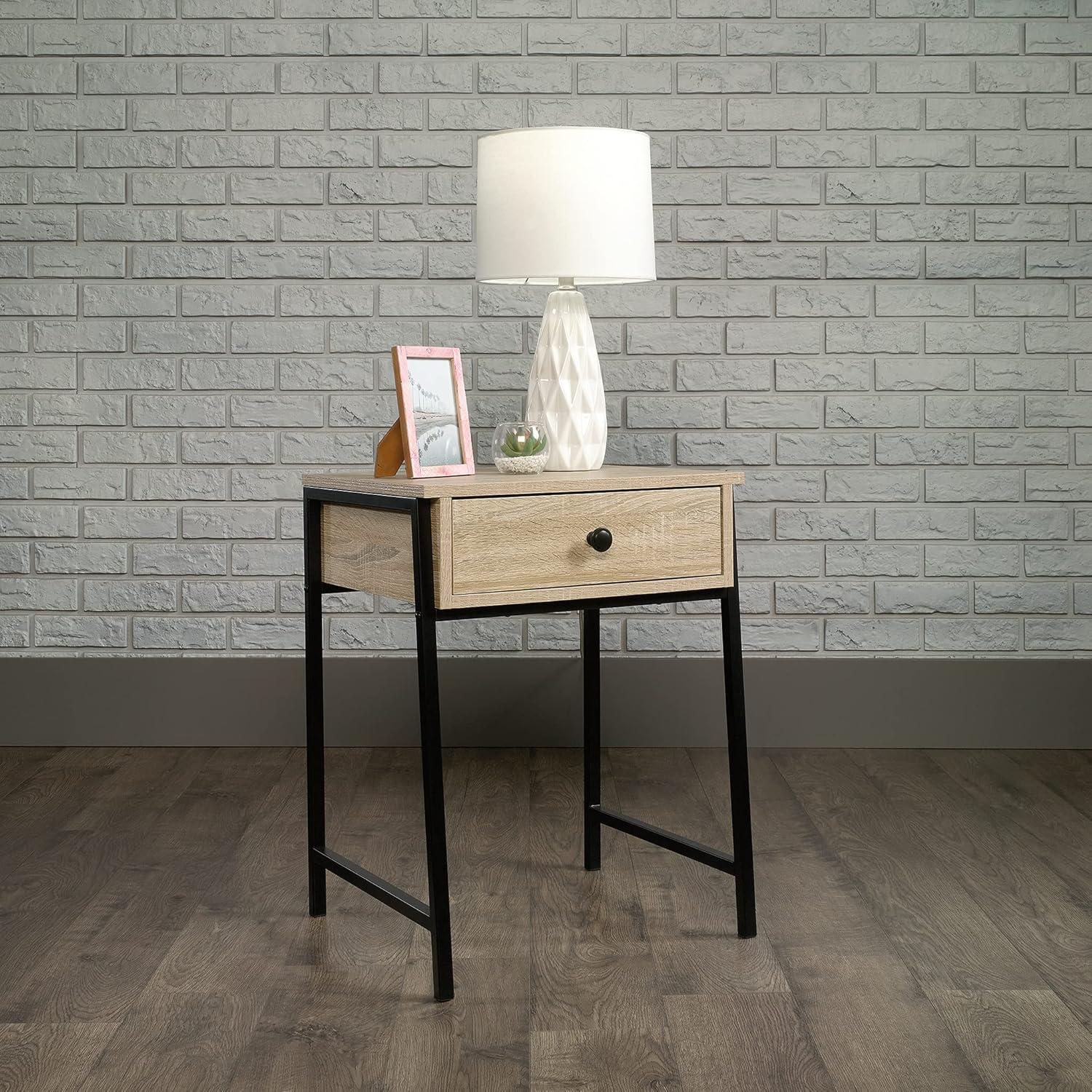 North Avenue Nightstand Charter Oak - Sauder: Metal Frame, Mid-Century Modern, Storage Drawer